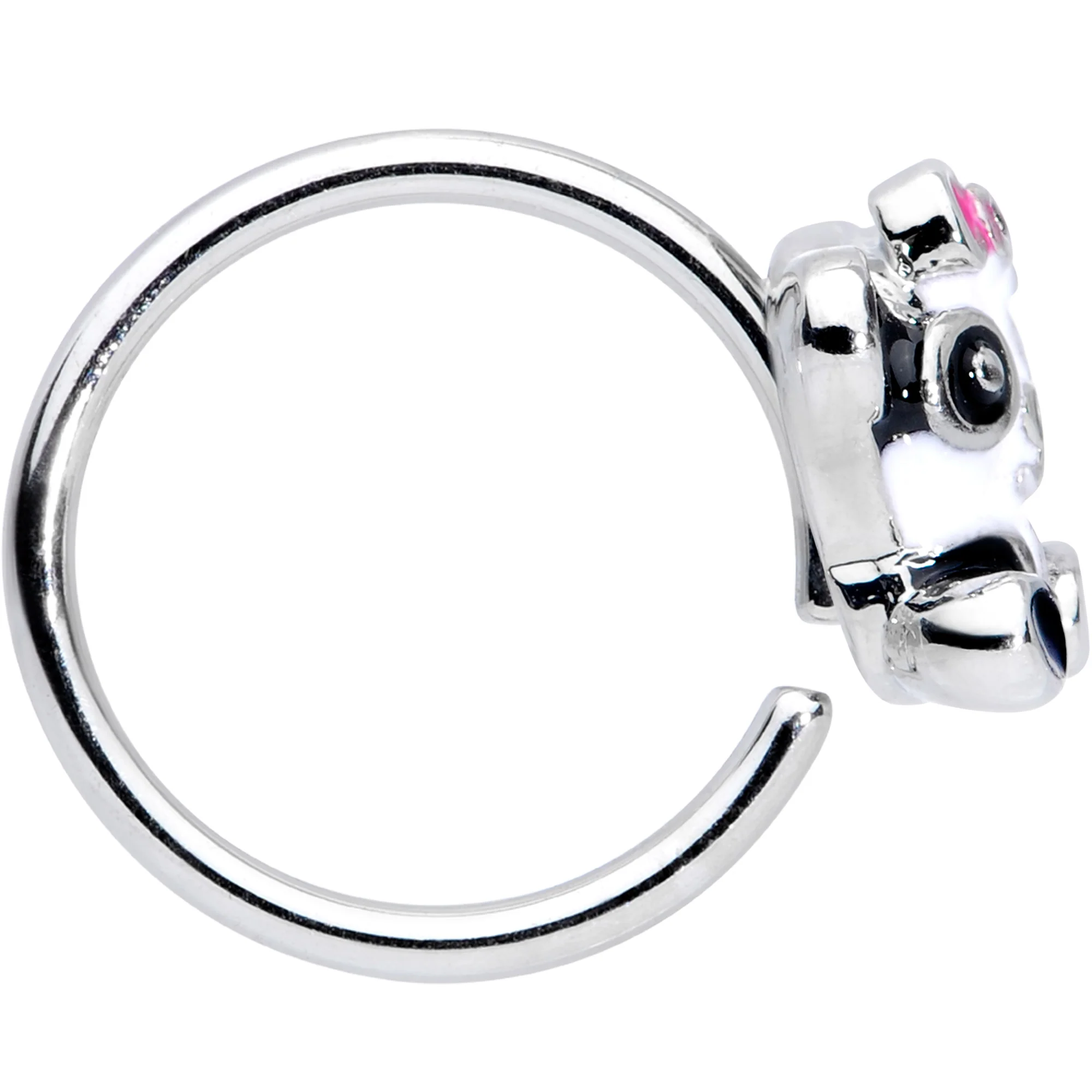 18G 3/8 Black White Precious Panda Nose Hoop - Image 3