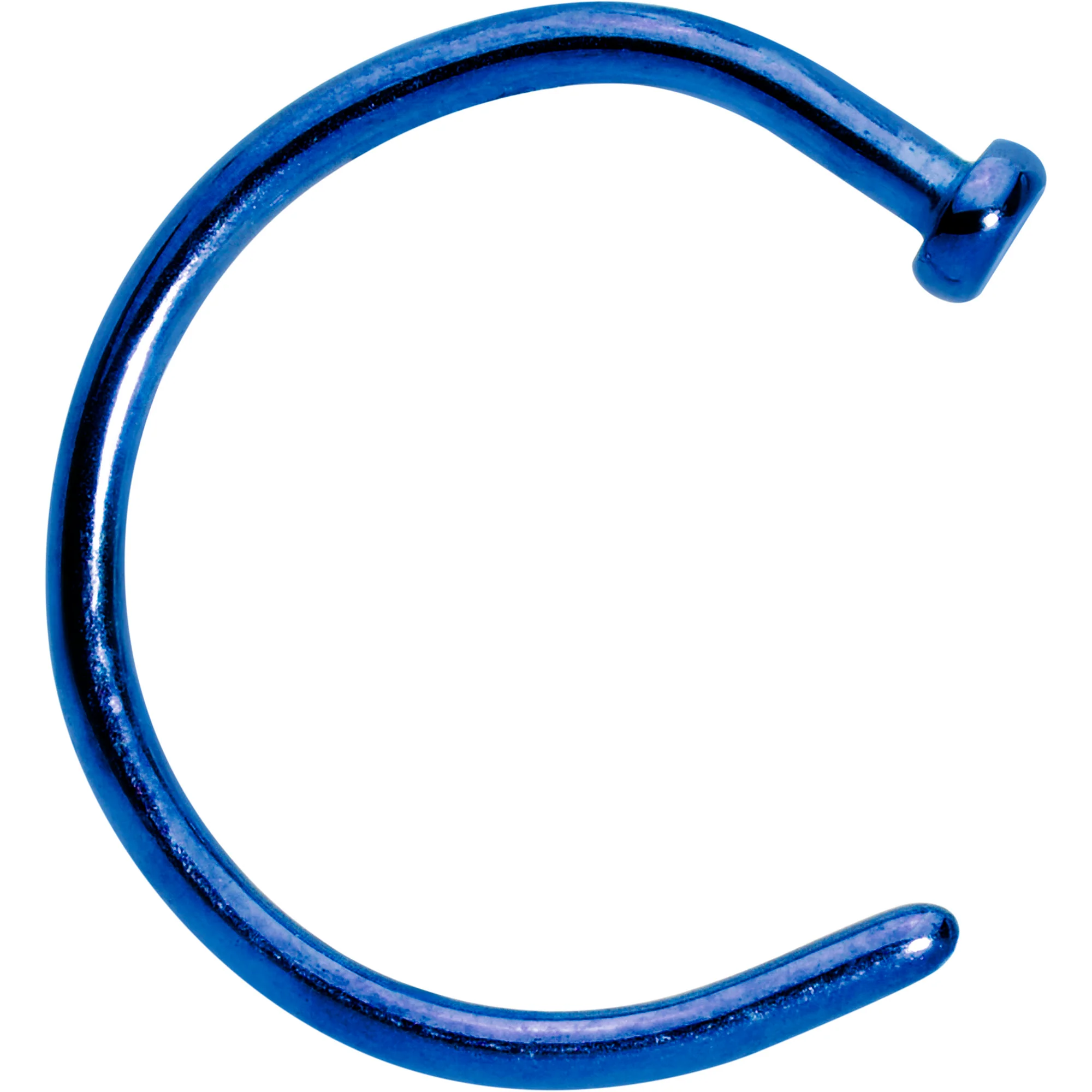 18G 3/8 Blue PVD Implant Grade Titanium Disc Nose Hoop - Image 2