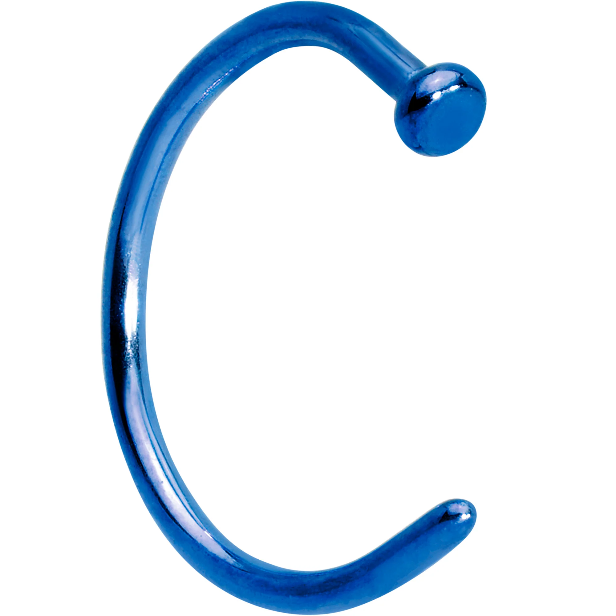 18G 3/8 Blue PVD Implant Grade Titanium Disc Nose Hoop - Image 3