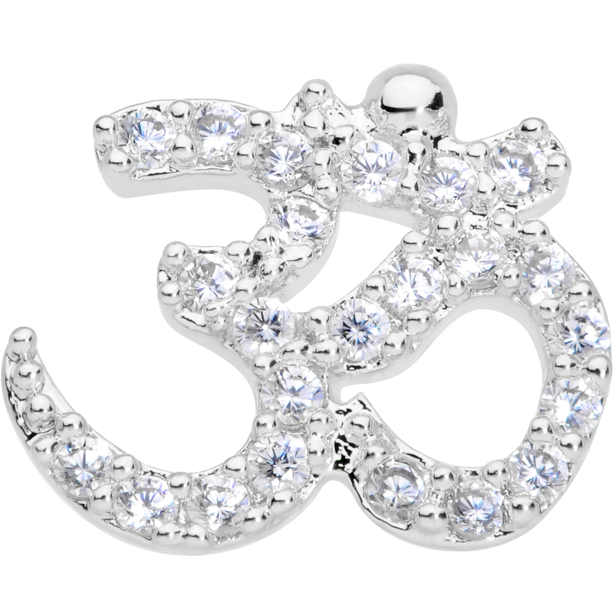 18G 3/8 Clear CZ Gem Black Lotus Flower Nose Hoop - Image 3