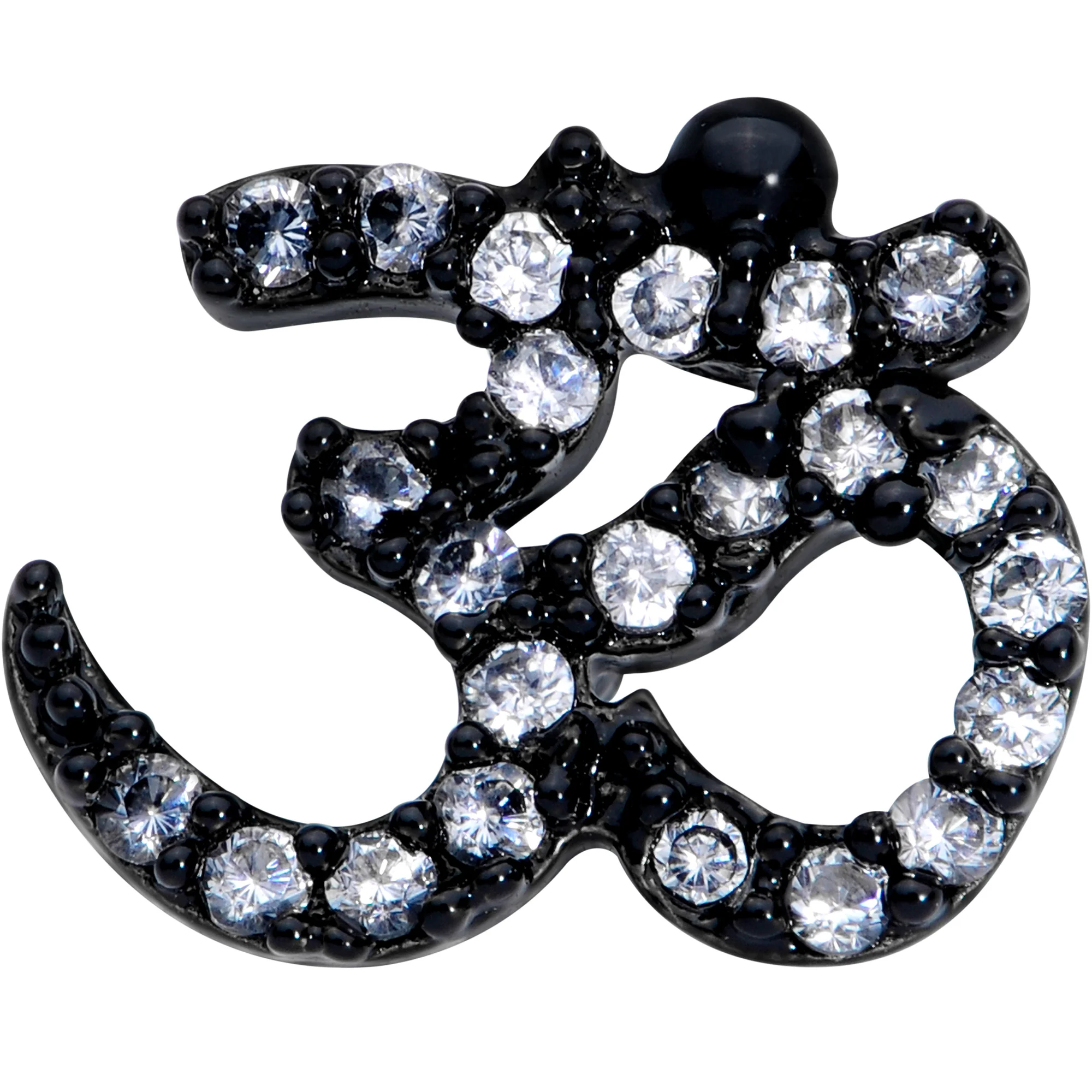 18G 3/8 Clear CZ Gem Rose Gold Tone Amazing Om Nose Hoop - Image 3