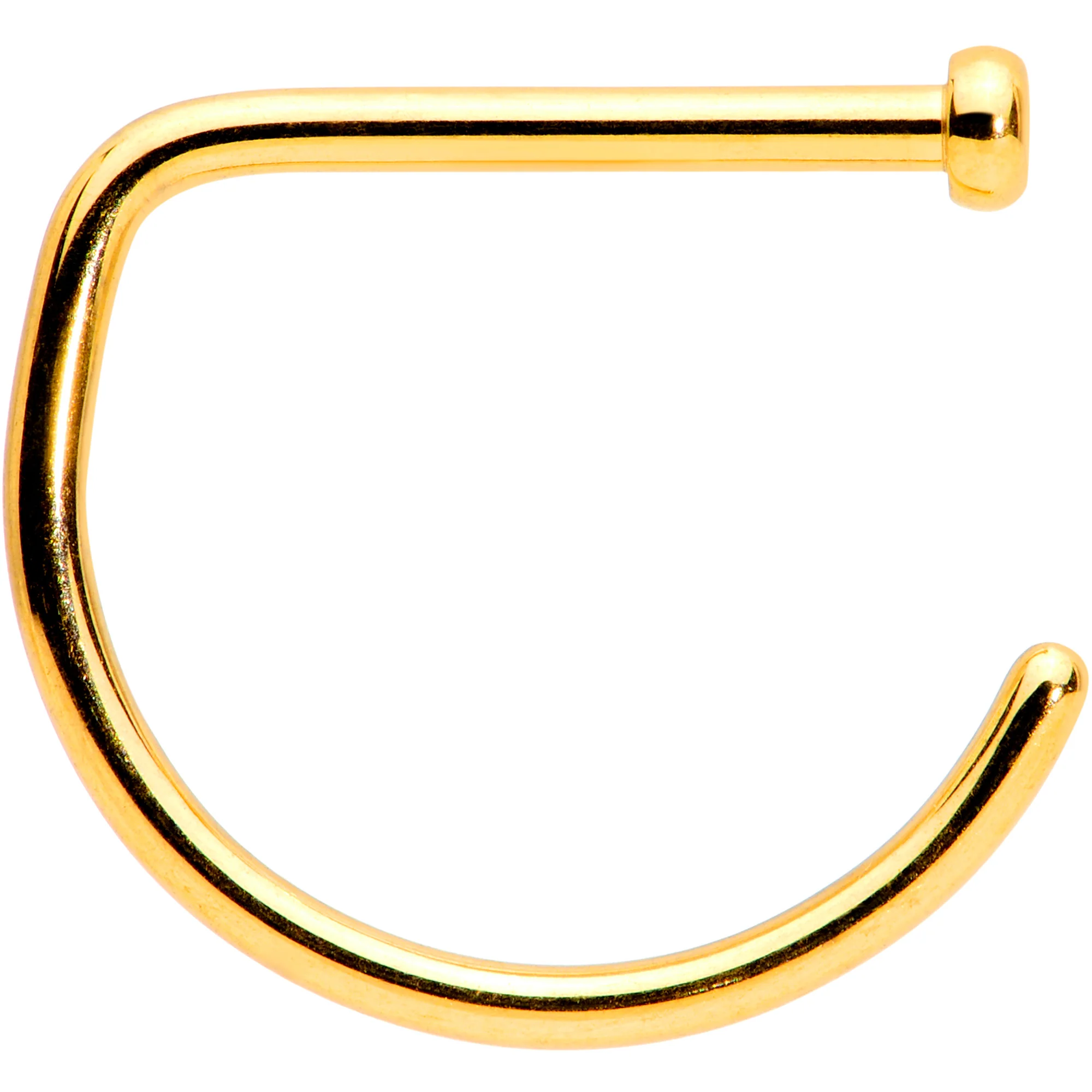 18G 3/8 Gold Tone G23 Implant Grade Titanium D Shape Nose Hoop - Image 3