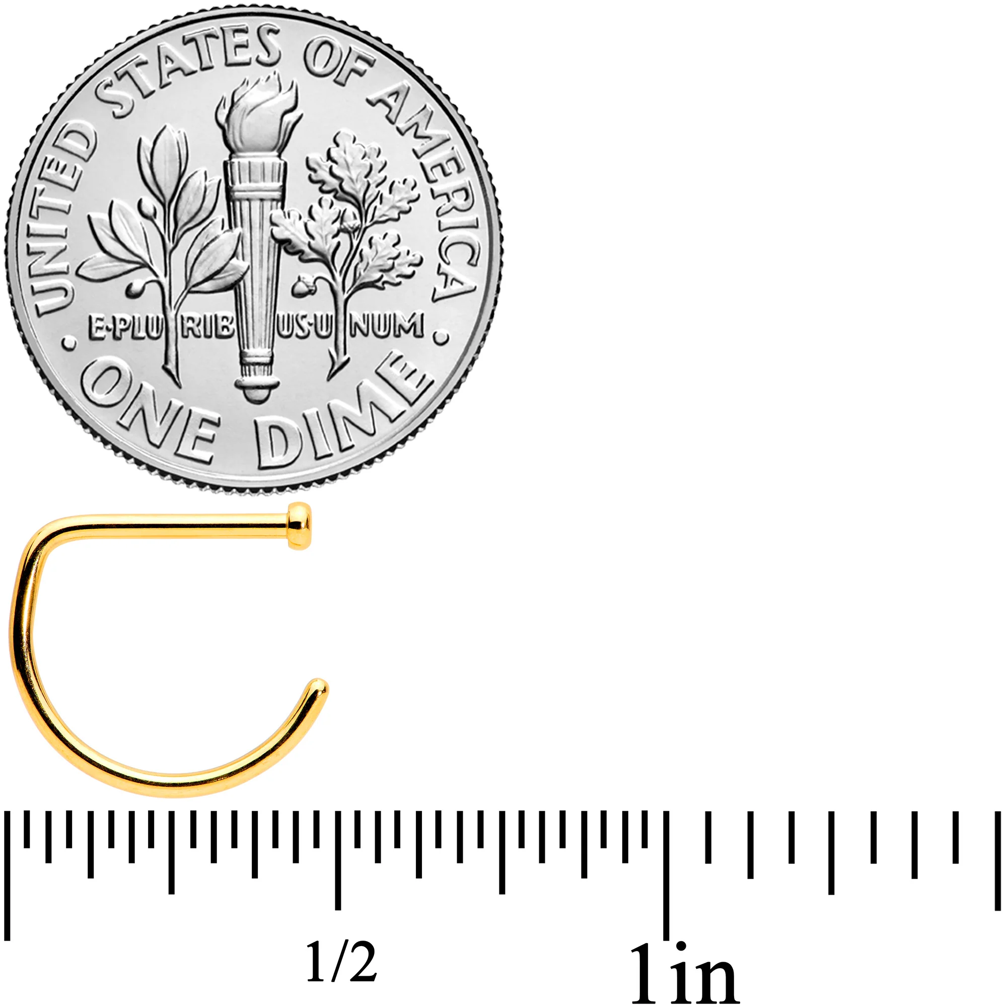 18G 3/8 Gold Tone G23 Implant Grade Titanium D Shape Nose Hoop - Image 4