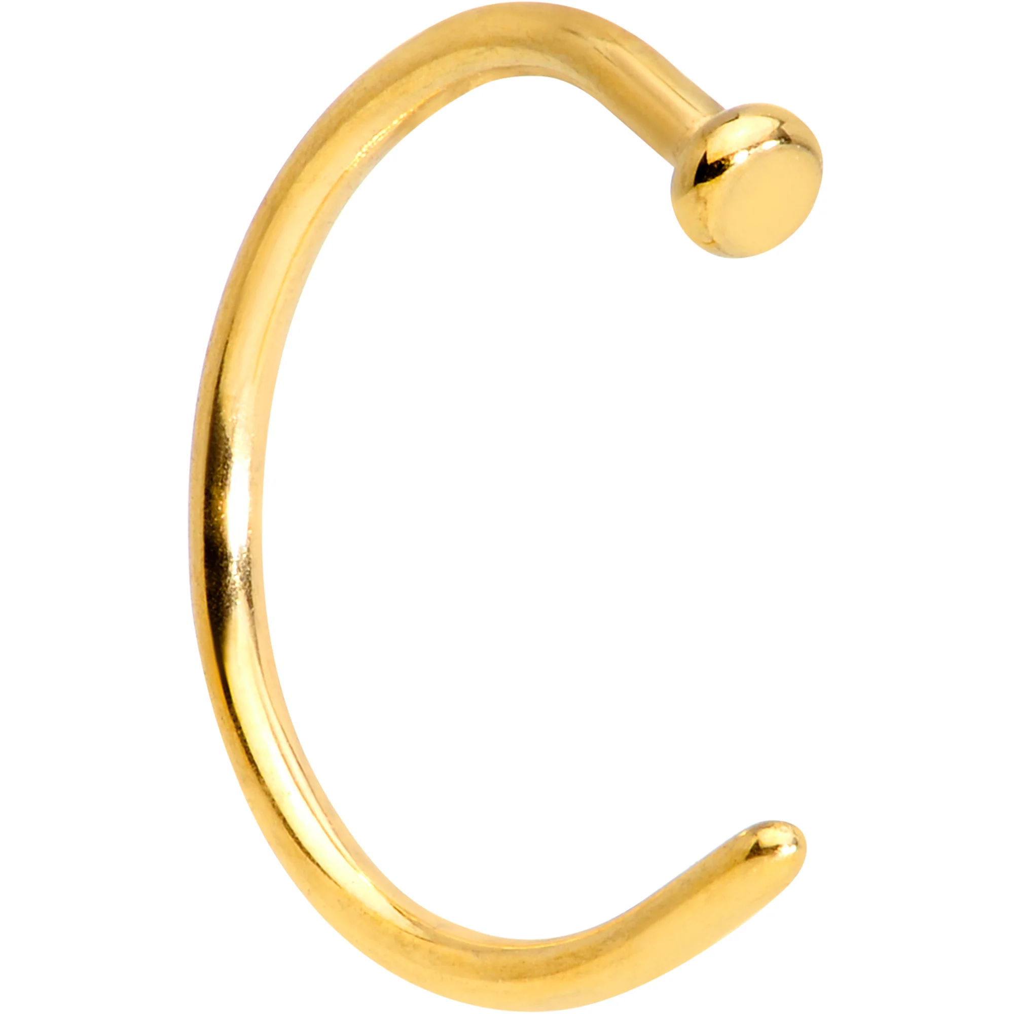 18G 3/8 Gold Tone PVD Implant Grade Titanium Disc Nose Hoop - Image 3