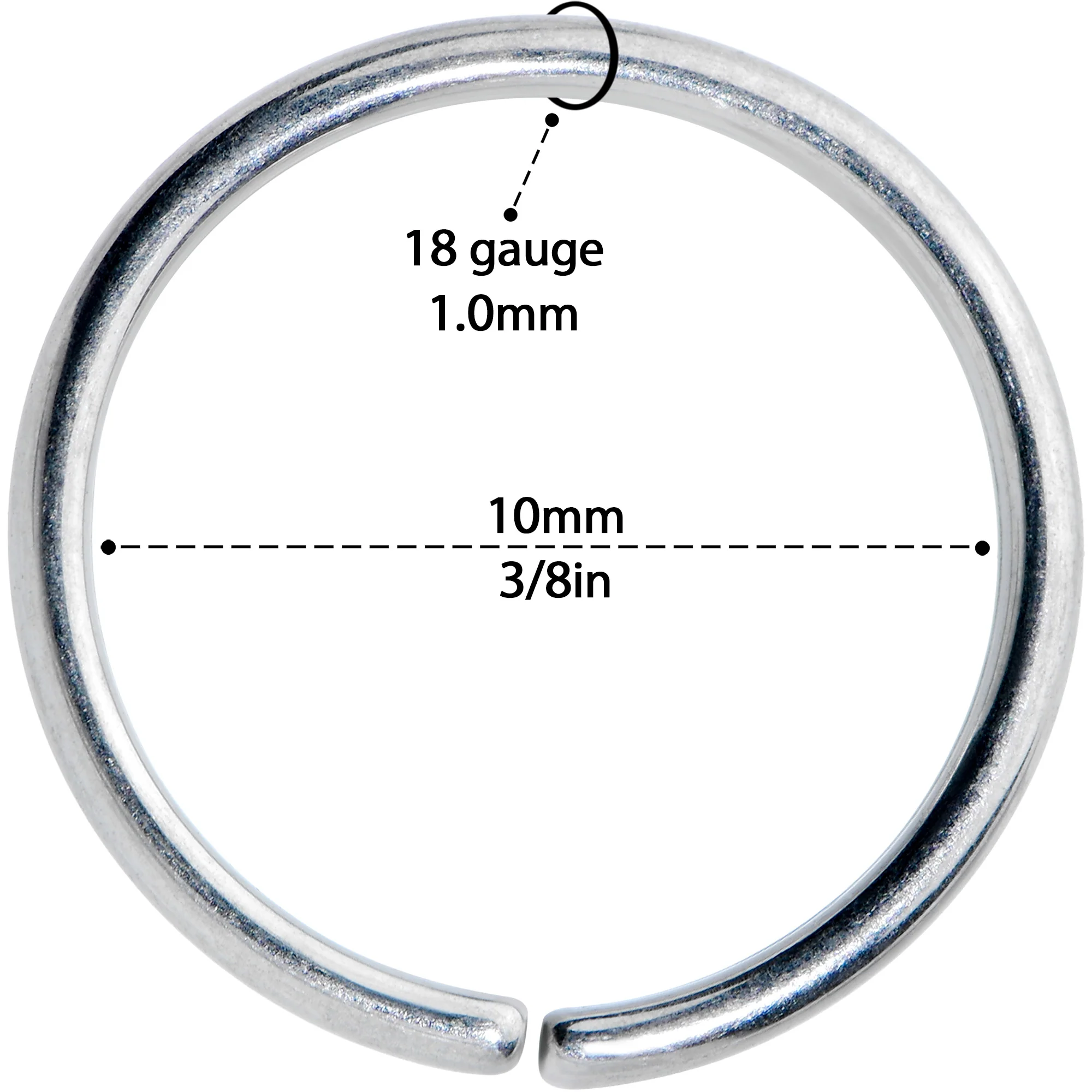 18G 3/8 Grade 23 Titanium Bendable Hoop Ring - Image 3