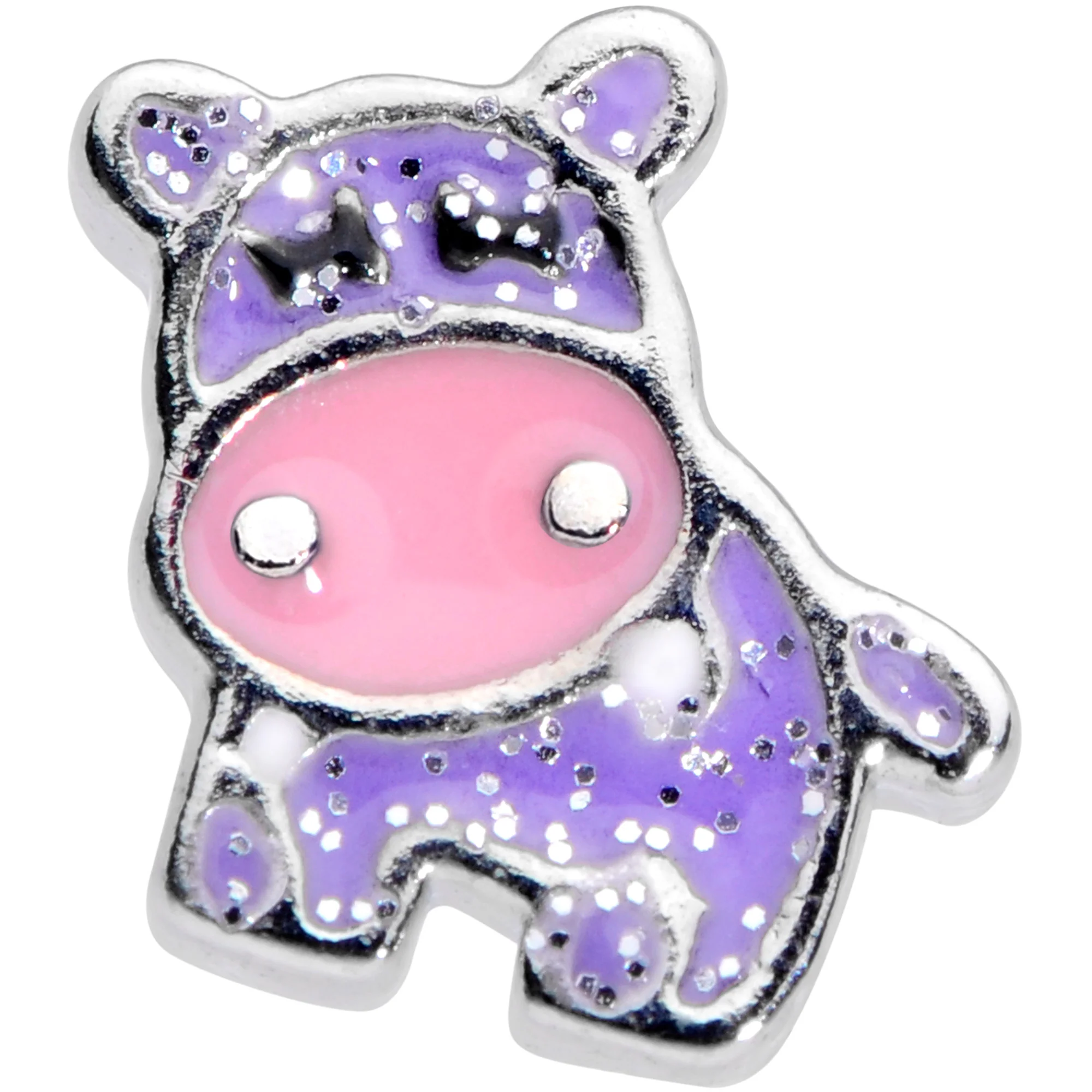 18G 3/8 Happy Purple Hippo Nose Hoop - Image 2