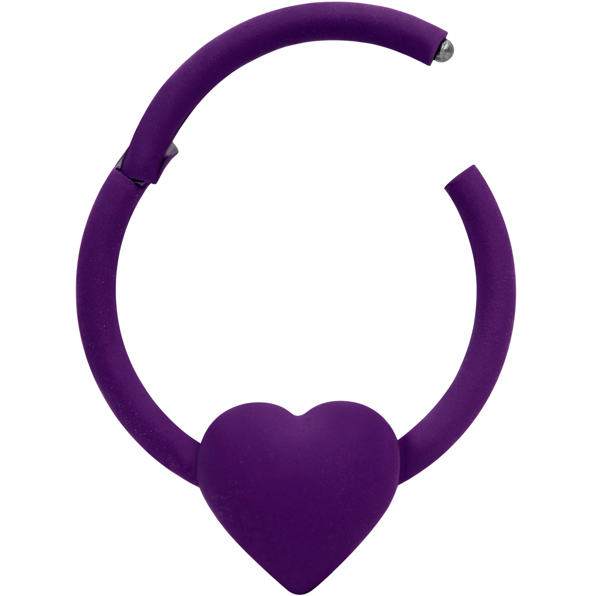 18G 3/8 Purple Matte Little Heart Hinged Segment Ring - Image 2