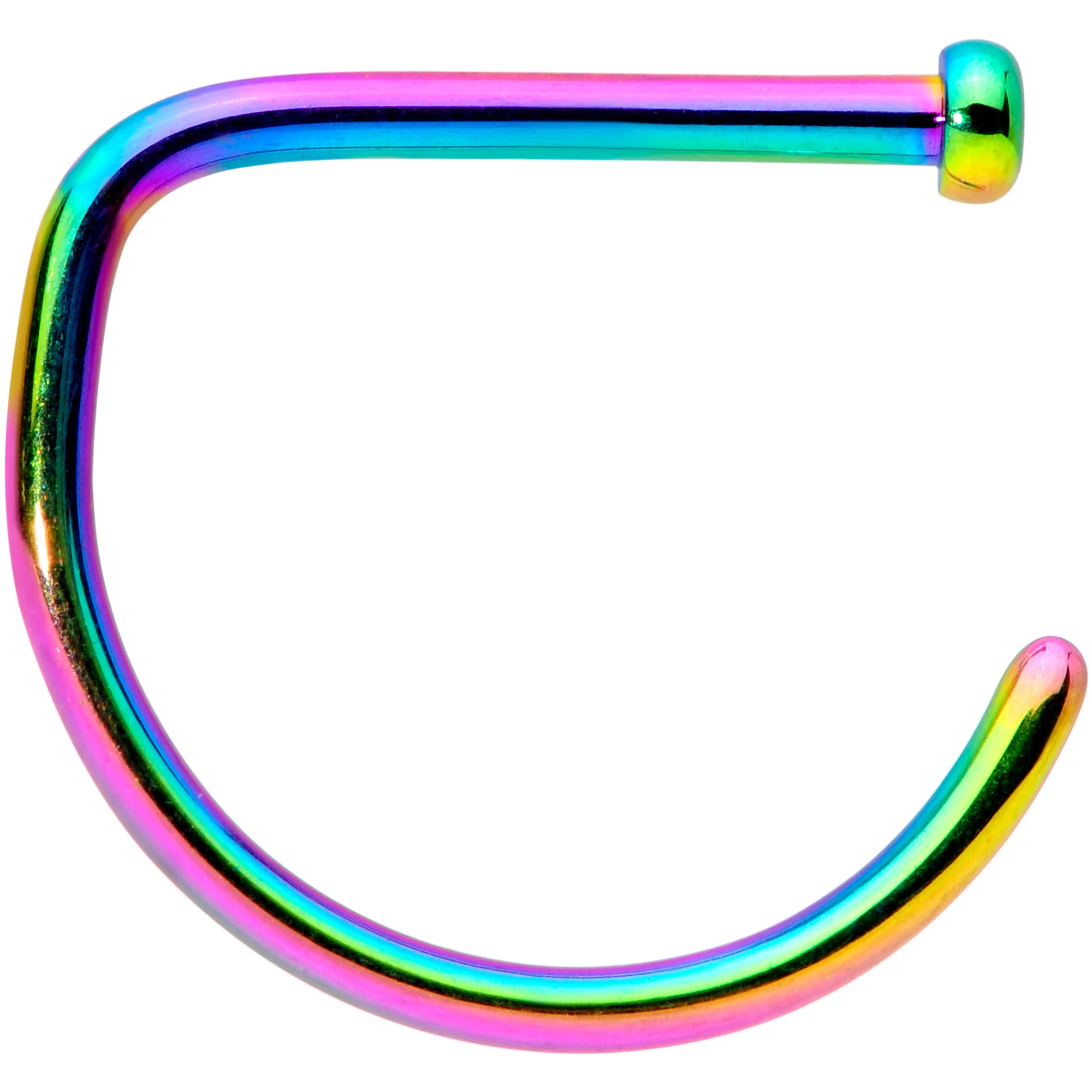 18G 3/8 Rainbow G23 Implant Grade Titanium D Shape Nose Hoop - Image 3