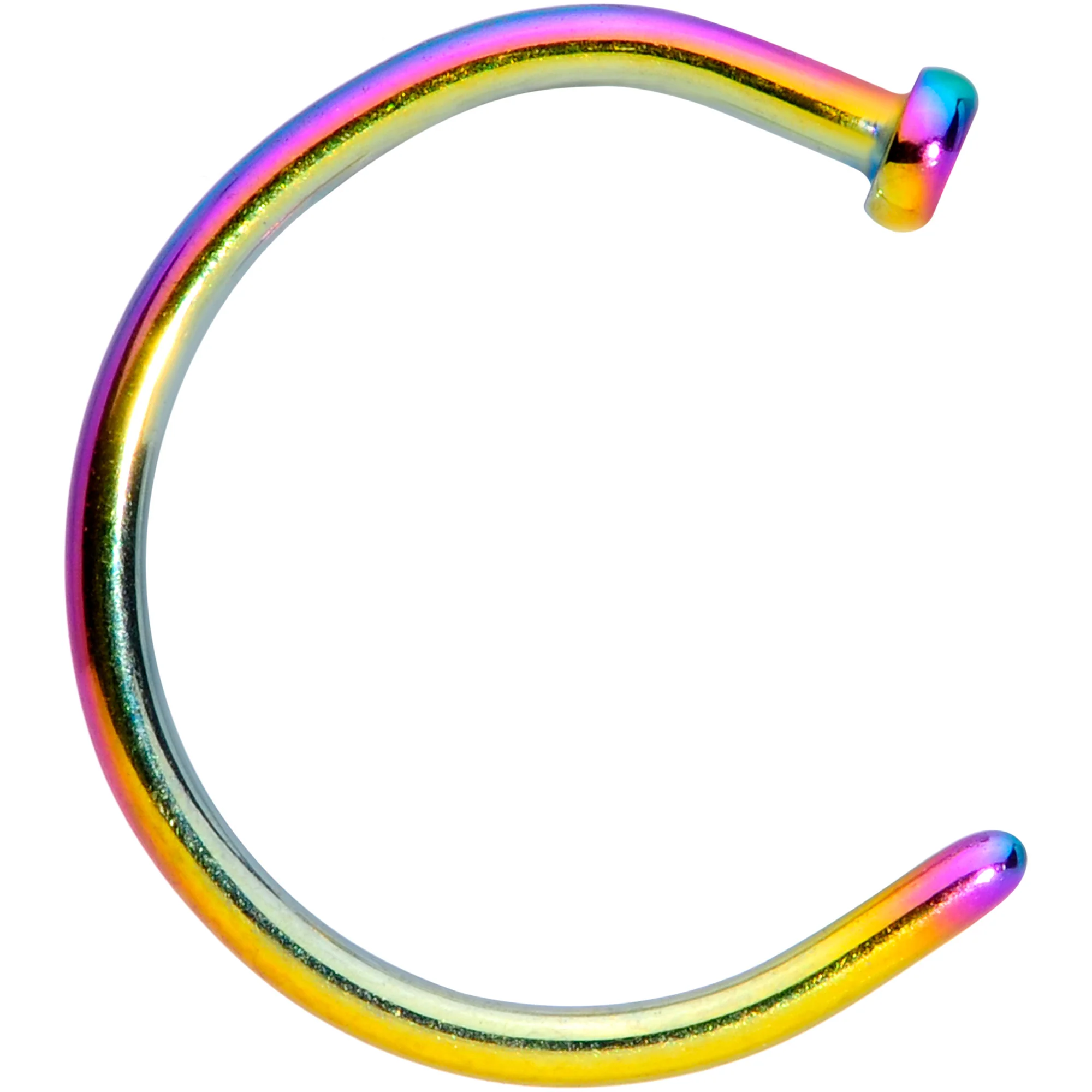 18G 3/8 Rainbow PVD Implant Grade Titanium Disc Nose Hoop - Image 2