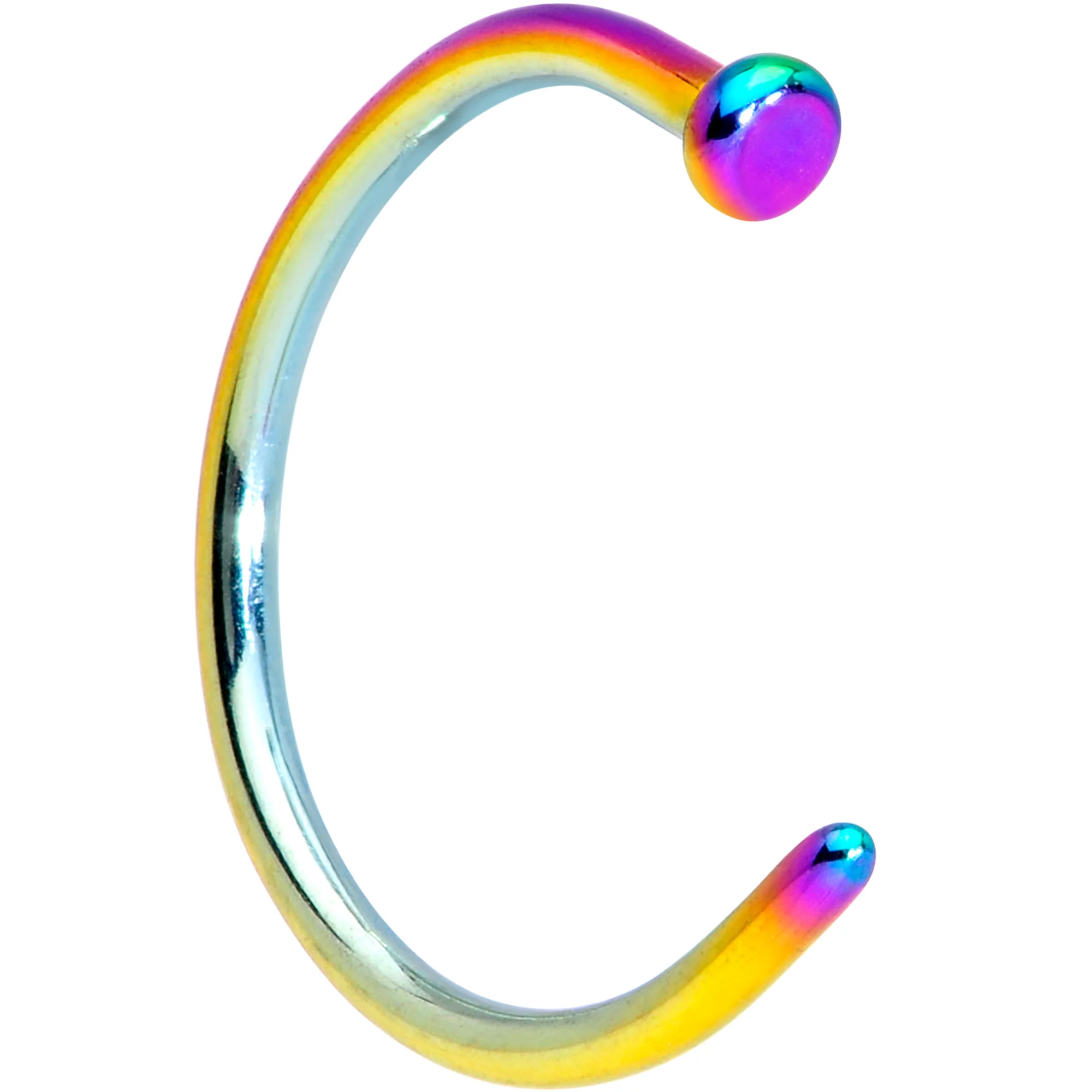 18G 3/8 Rainbow PVD Implant Grade Titanium Disc Nose Hoop - Image 3