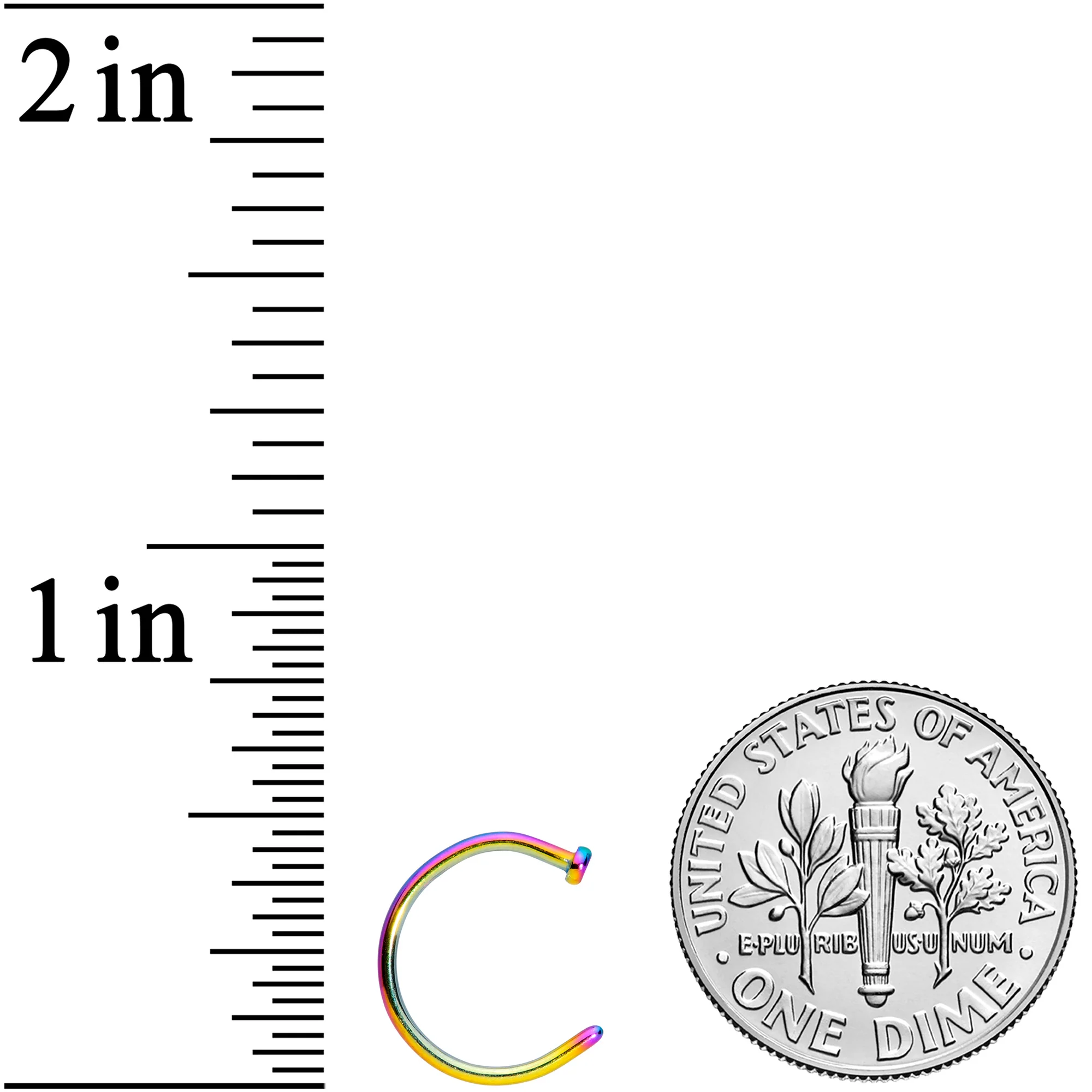 18G 3/8 Rainbow PVD Implant Grade Titanium Disc Nose Hoop - Image 4
