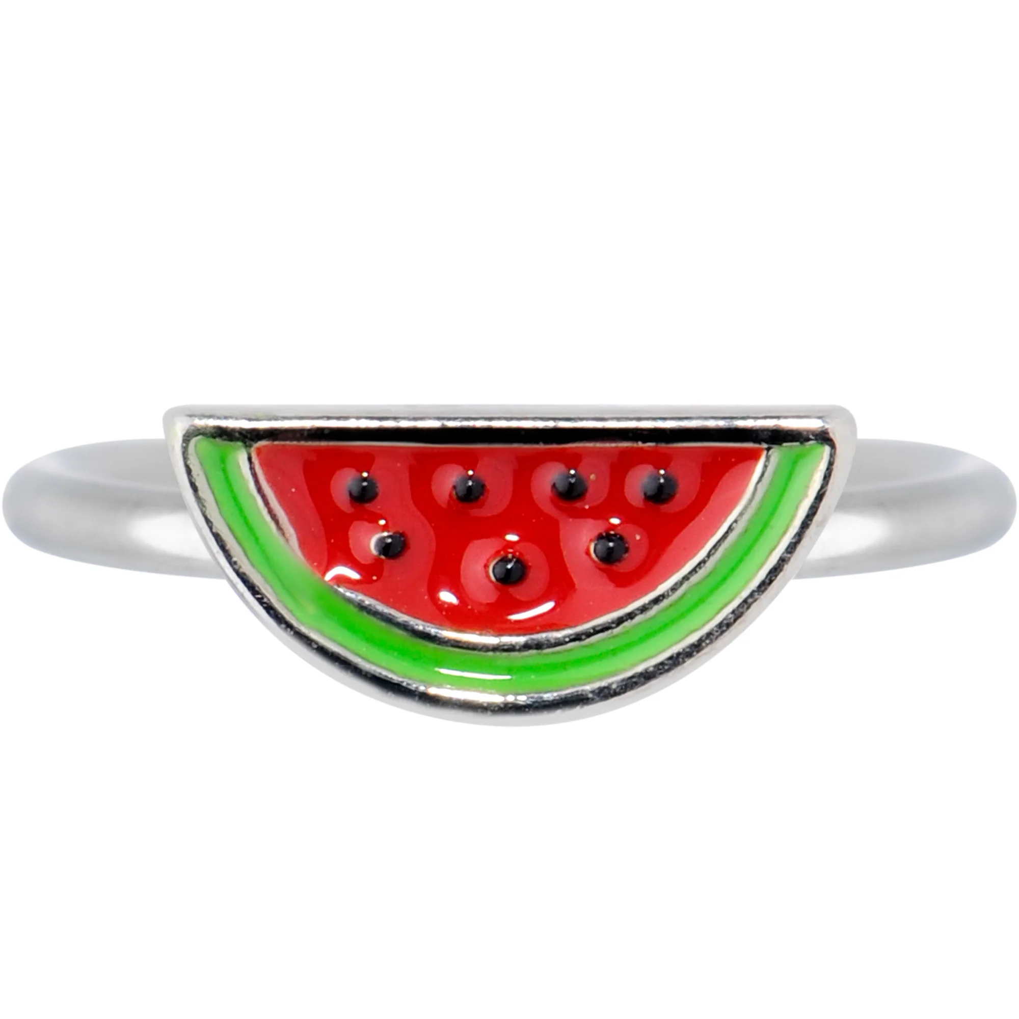18G 3/8 Red Green Juicy Watermelon Fruit Nose Hoop - Image 2