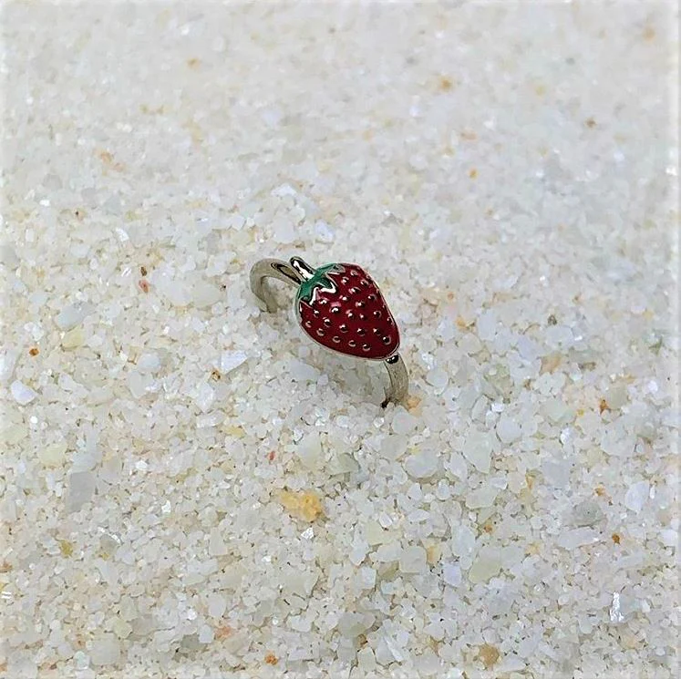 18G 3/8 Red Green Strawberry Nose Hoop - Image 2