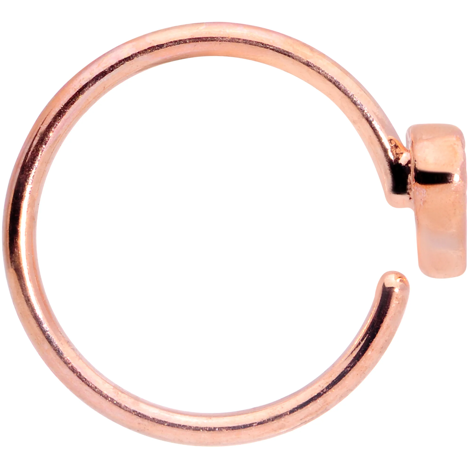 18G 3/8 Rose Gold Tone Black Heart Nose Hoop - Image 3