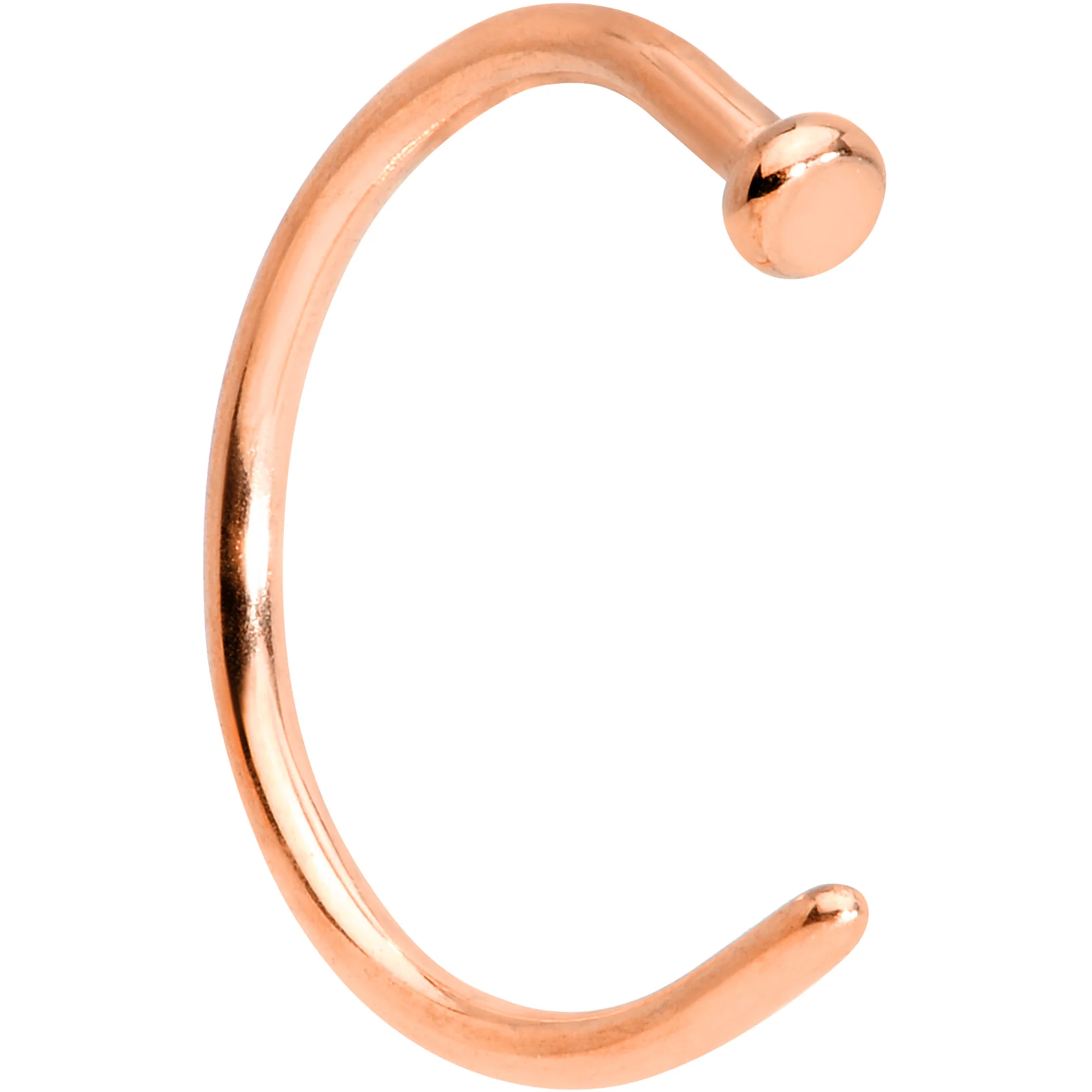 18G 3/8 Rose Gold Tone PVD Implant Grade Titanium Disc Nose Hoop - Image 3