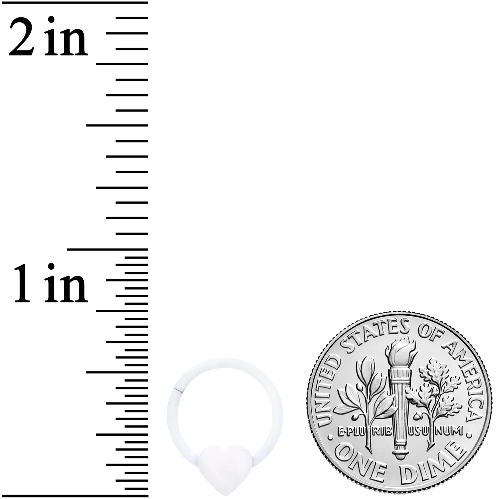 18G 3/8 White Matte Little Heart Hinged Segment Ring - Image 3