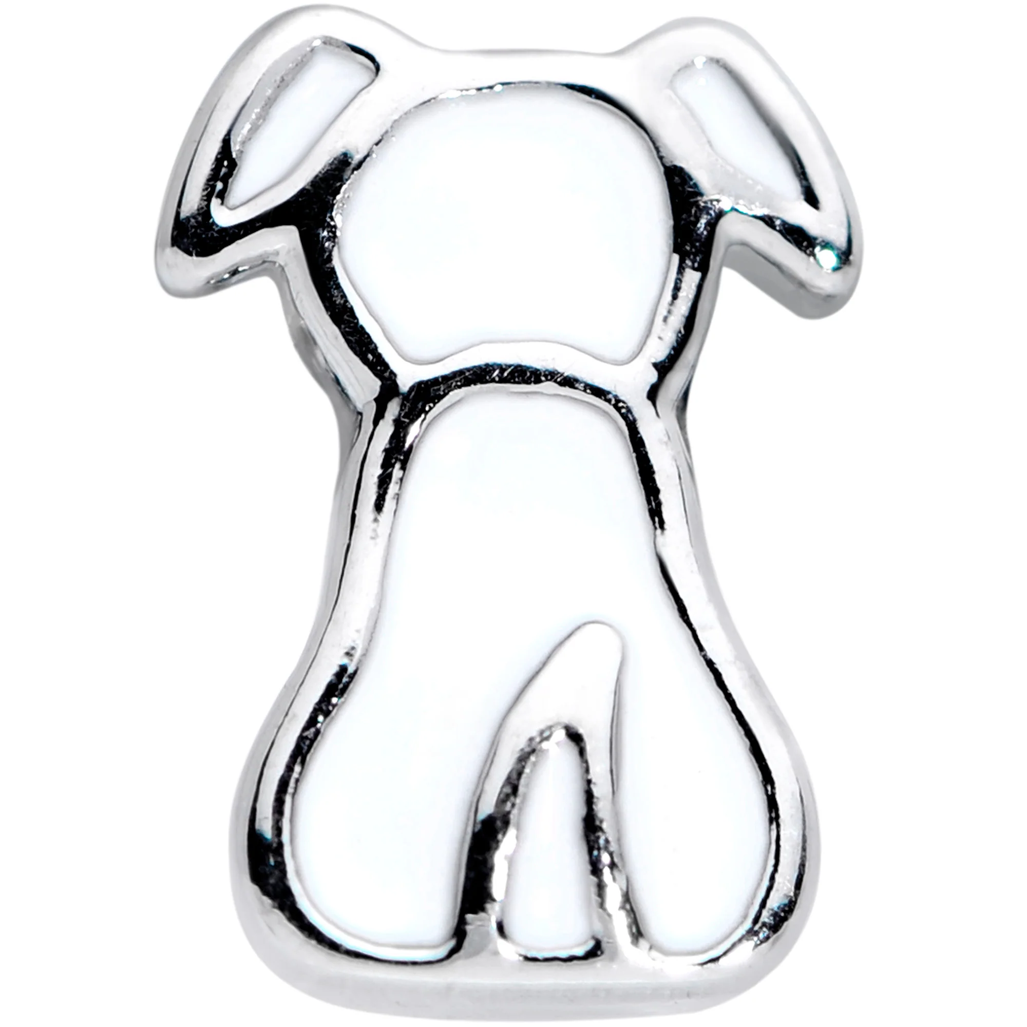18G 3/8 White Sitting Dog Nose Hoop - Image 2