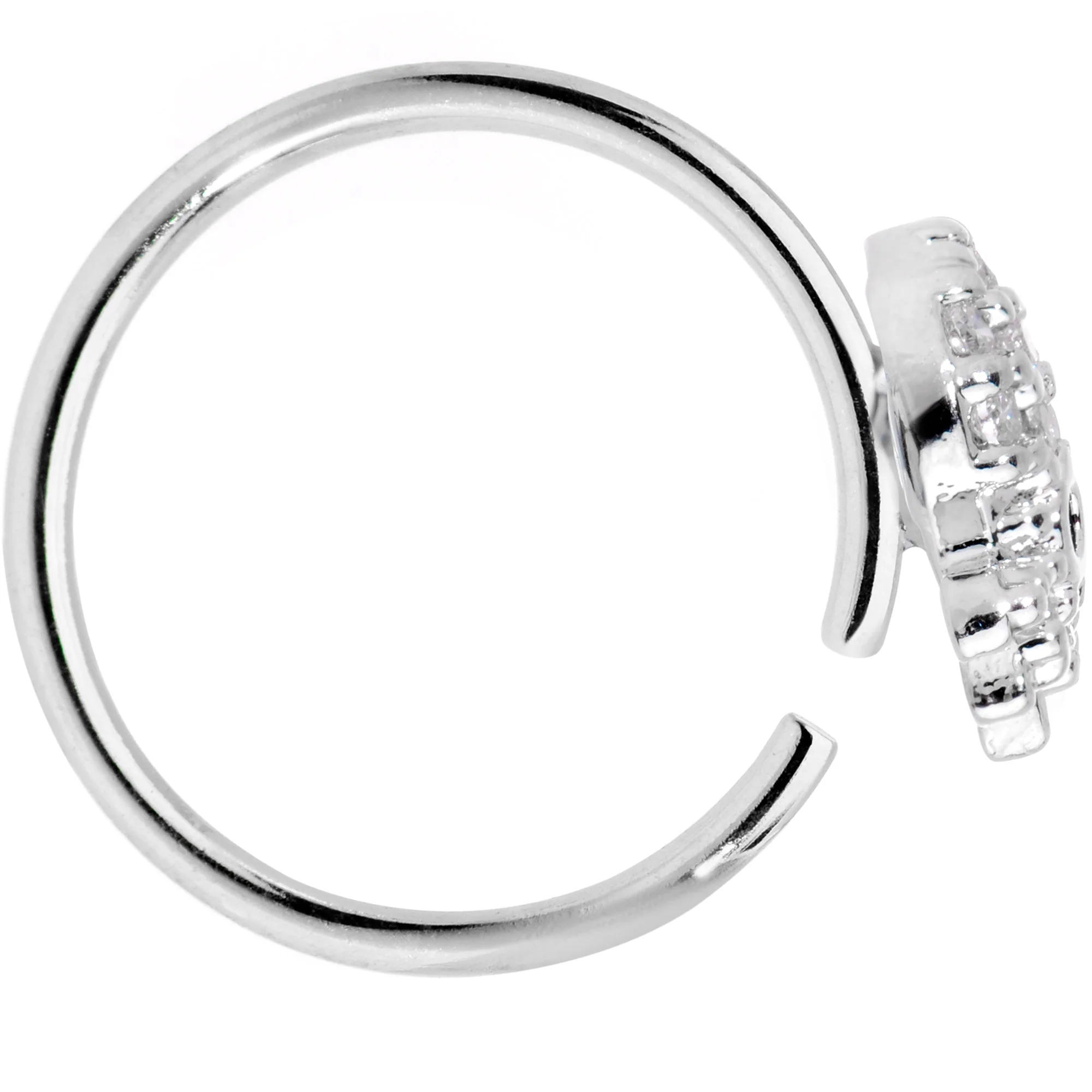 18G 3/8 Clear Black CZ Gem Nautical Octopus Nose Hoop - Image 2