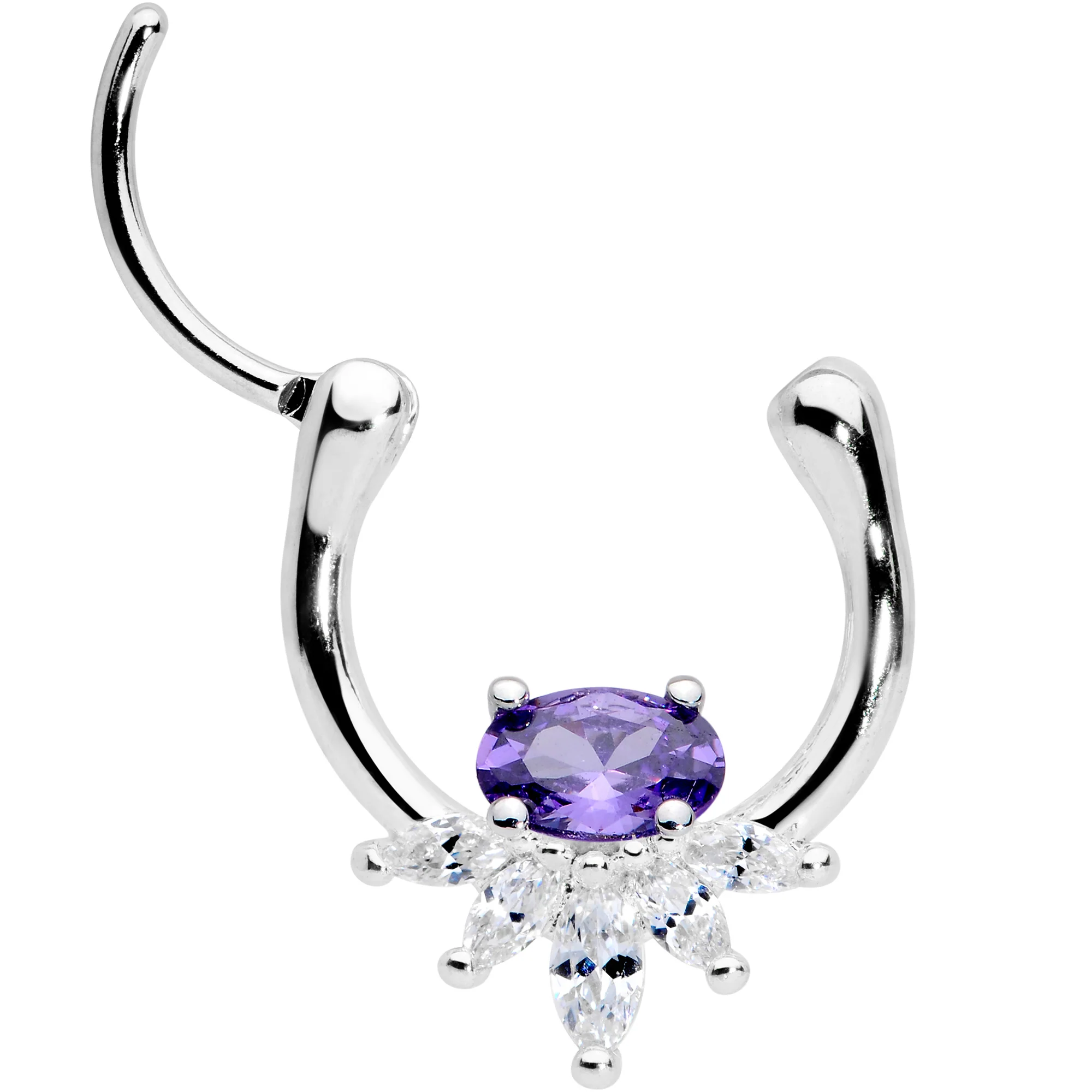 18G 3/8 Purple Clear Gem Spray Cartilage Clicker - Image 4
