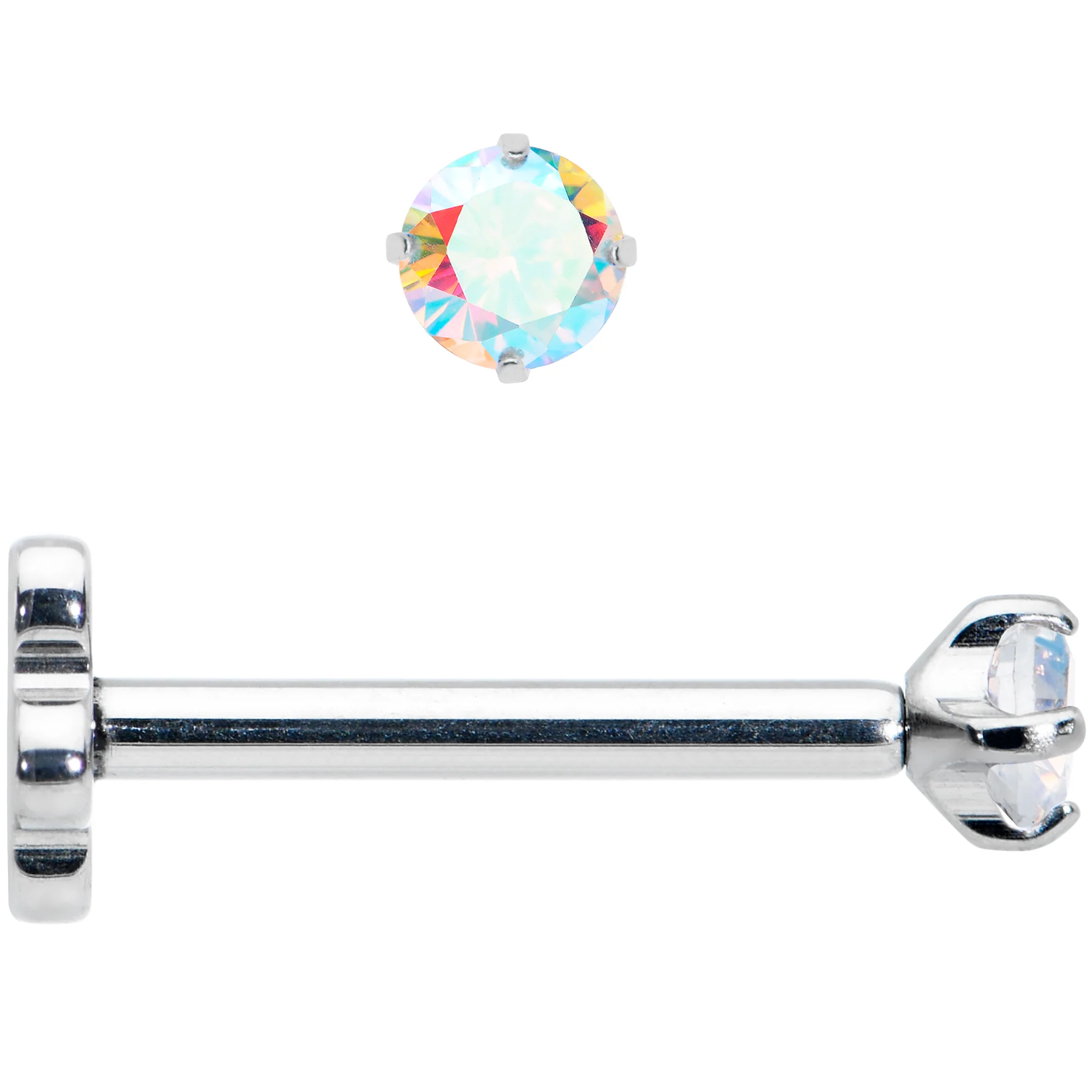 18G 5/16 Aurora CZ G23 Titanium Threadless Flower Labret Tragus - Image 2