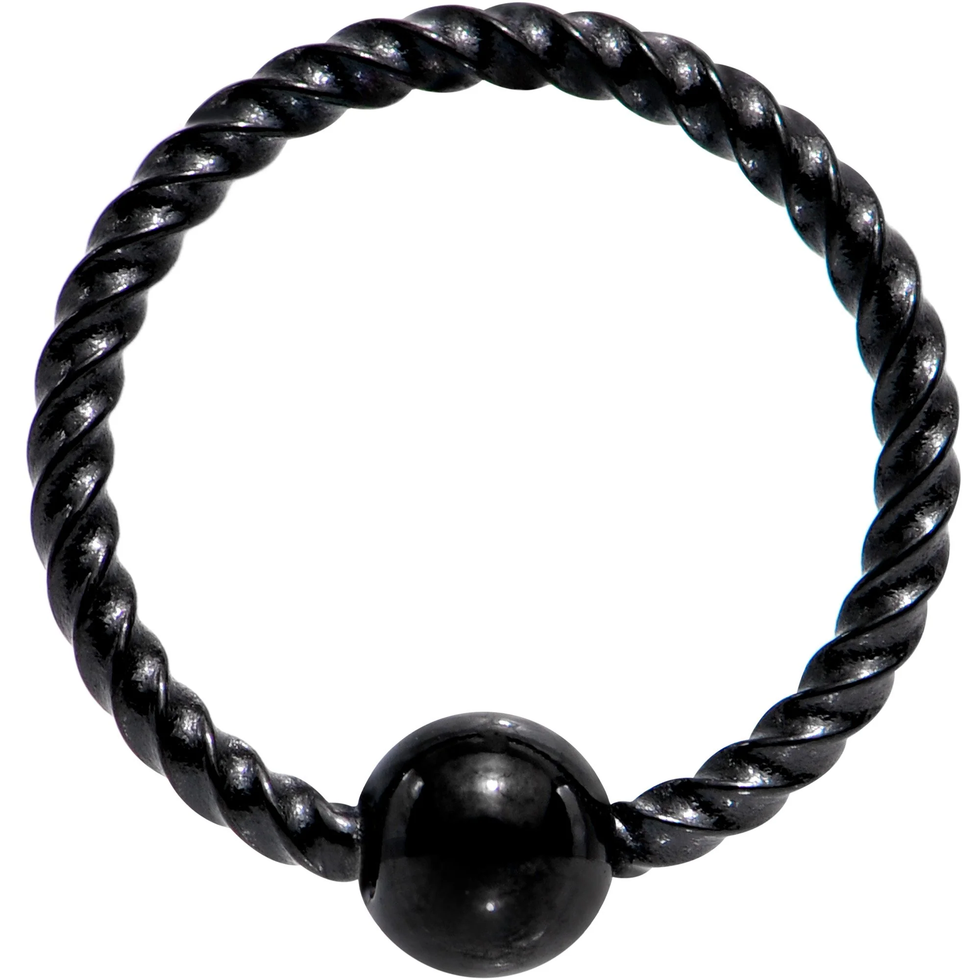 18G 5/16 Black Anodized So Twisted Captive Style Seamless Ring