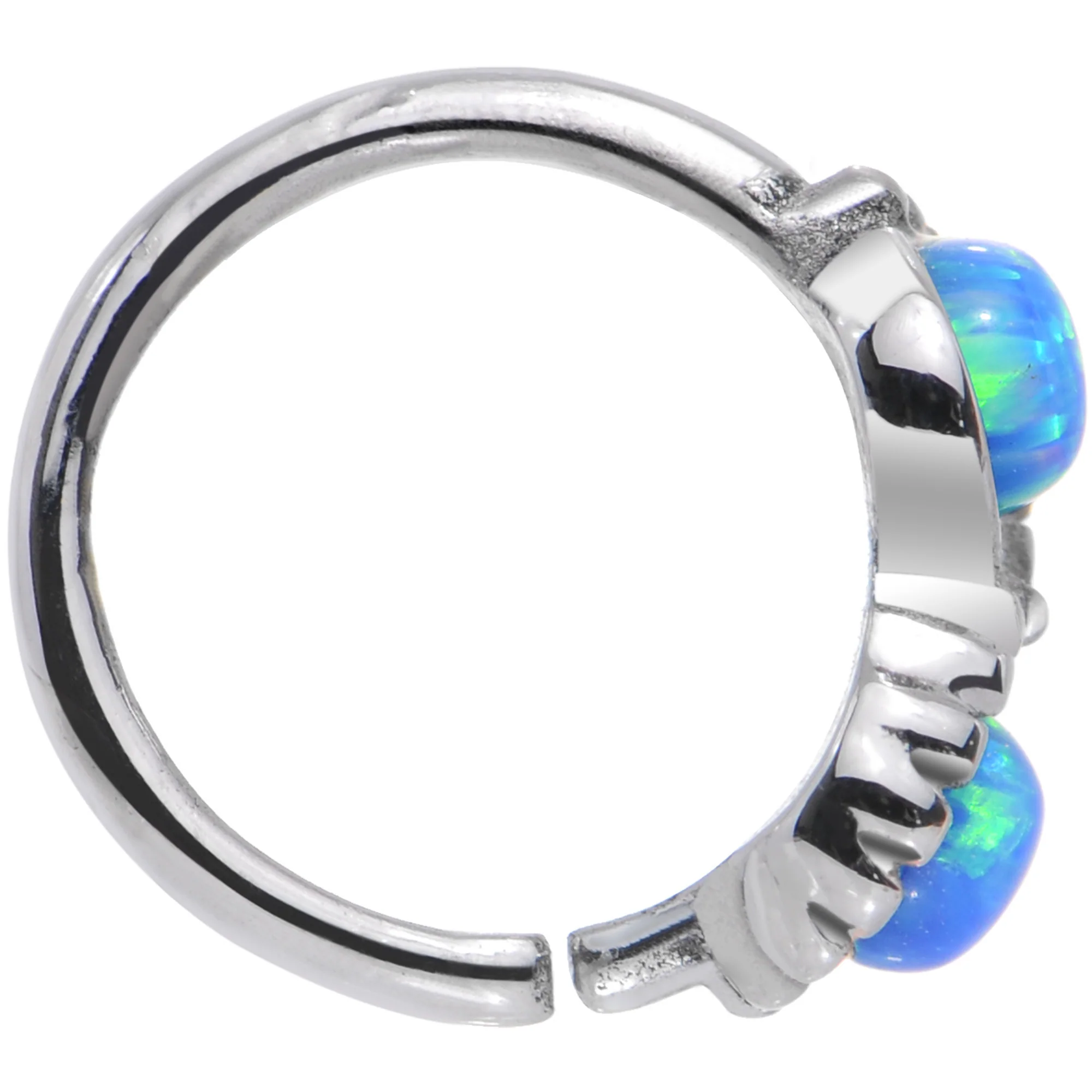 18G 5/16 Blue Synthetic Opal Duet Seamless Circular Ring - Image 2