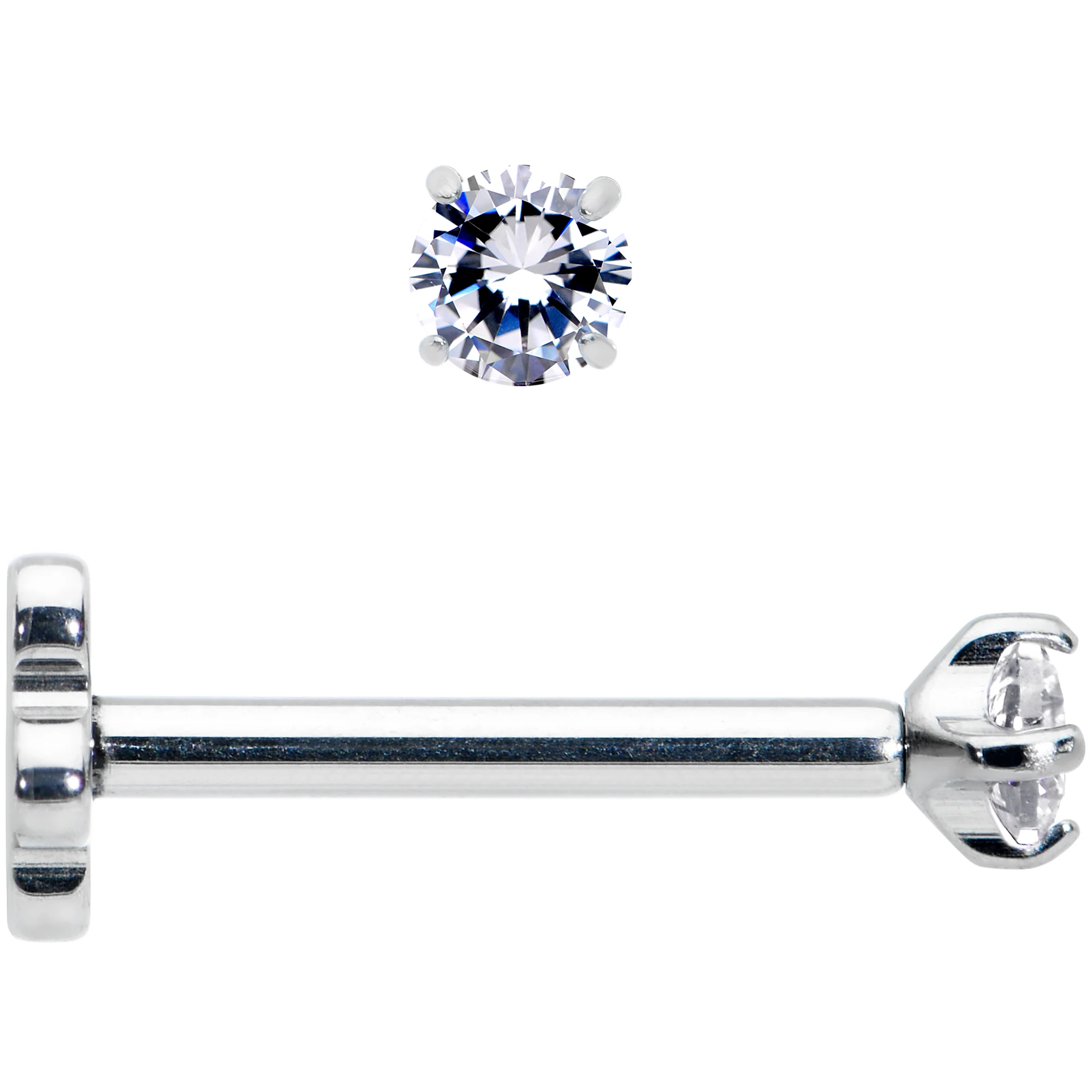 18G 5/16 Clear CZ G23 Titanium Threadless Flower Labret Tragus - Image 2