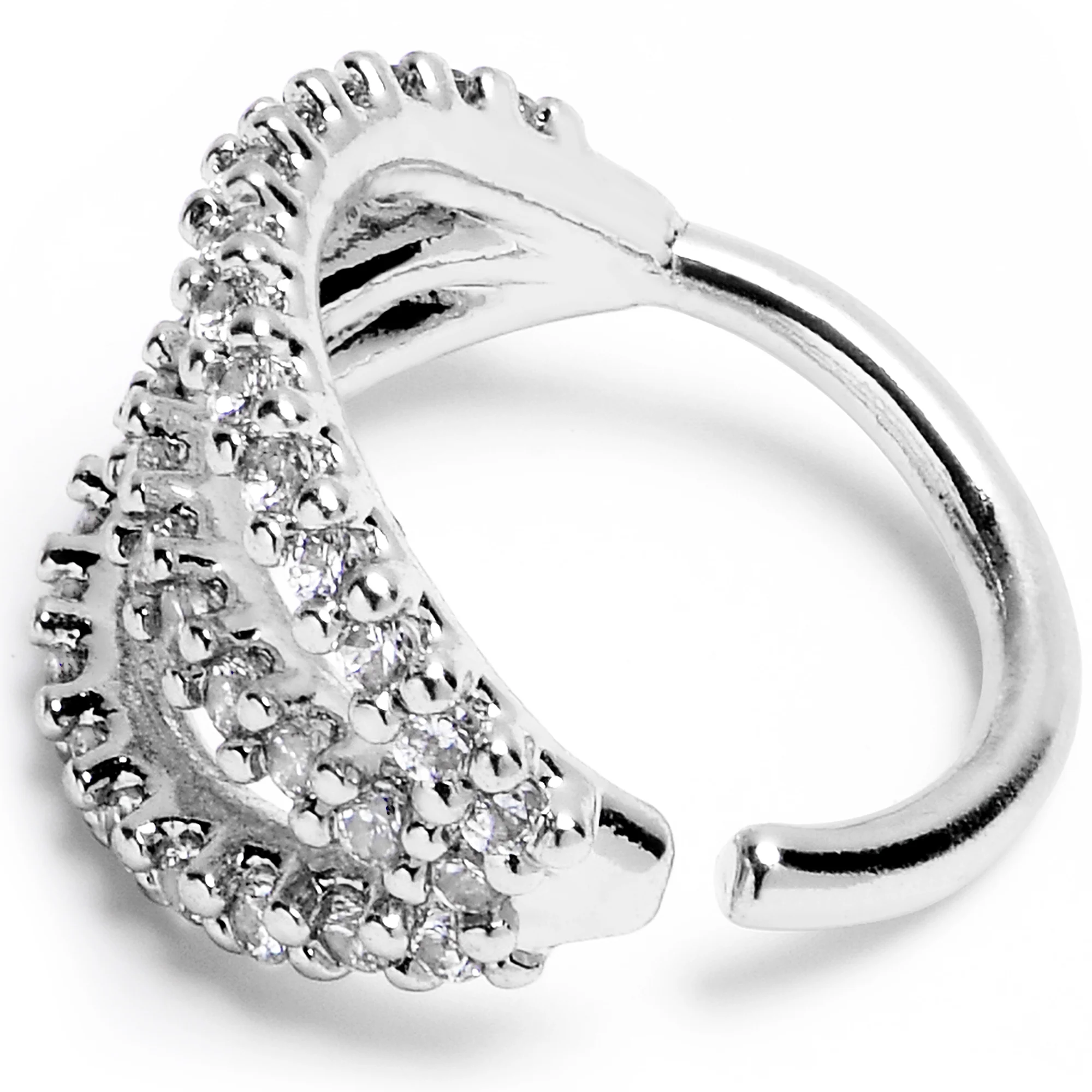 18G 5/16 Clear CZ Gem Faux Triple Hoop Closure Ring - Image 2