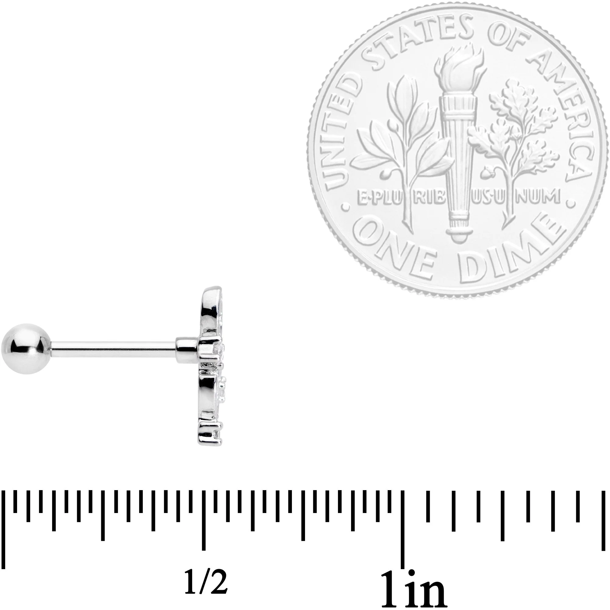 18G 5/16 Clear CZ Gem Leafy Flourish Cartilage Tragus Earring - Image 4