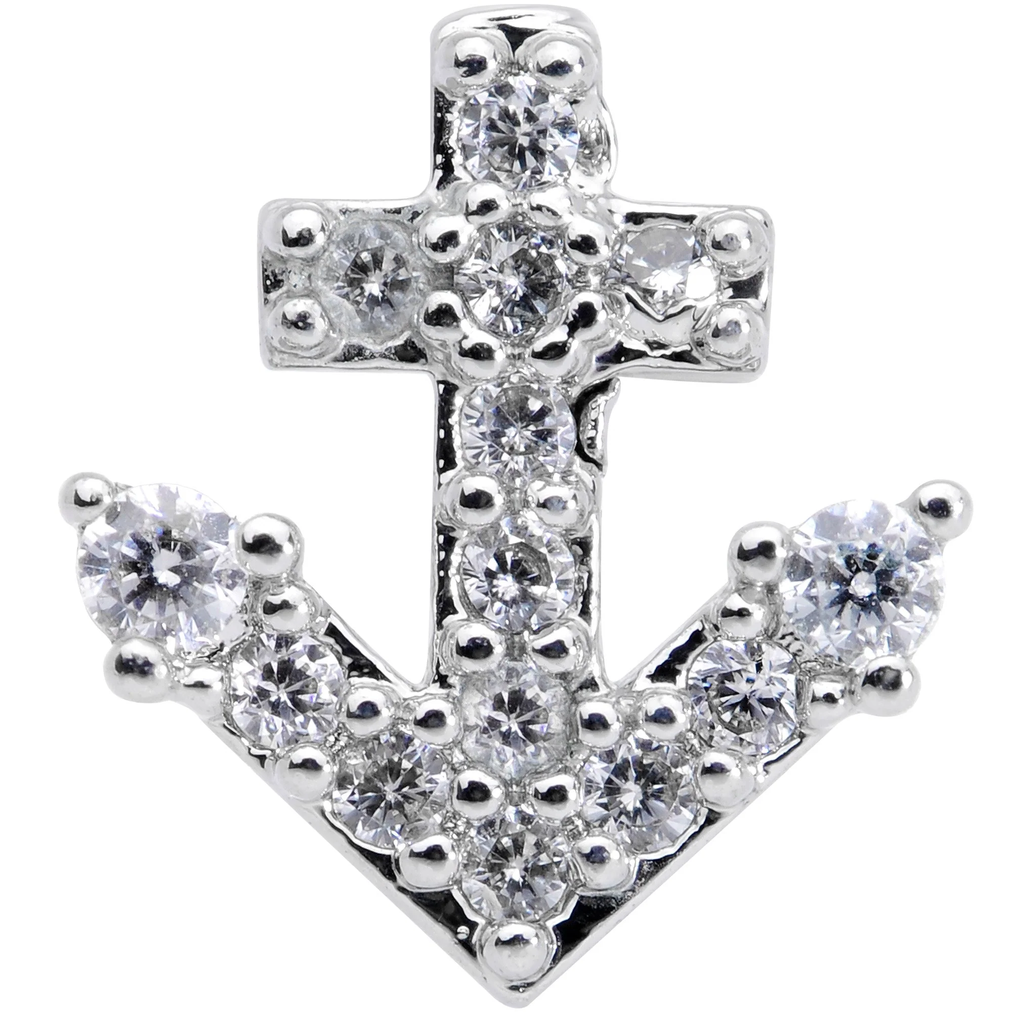 18G 5/16 Clear CZ Gem Nautical Anchor Cartilage Tragus Earring - Image 2