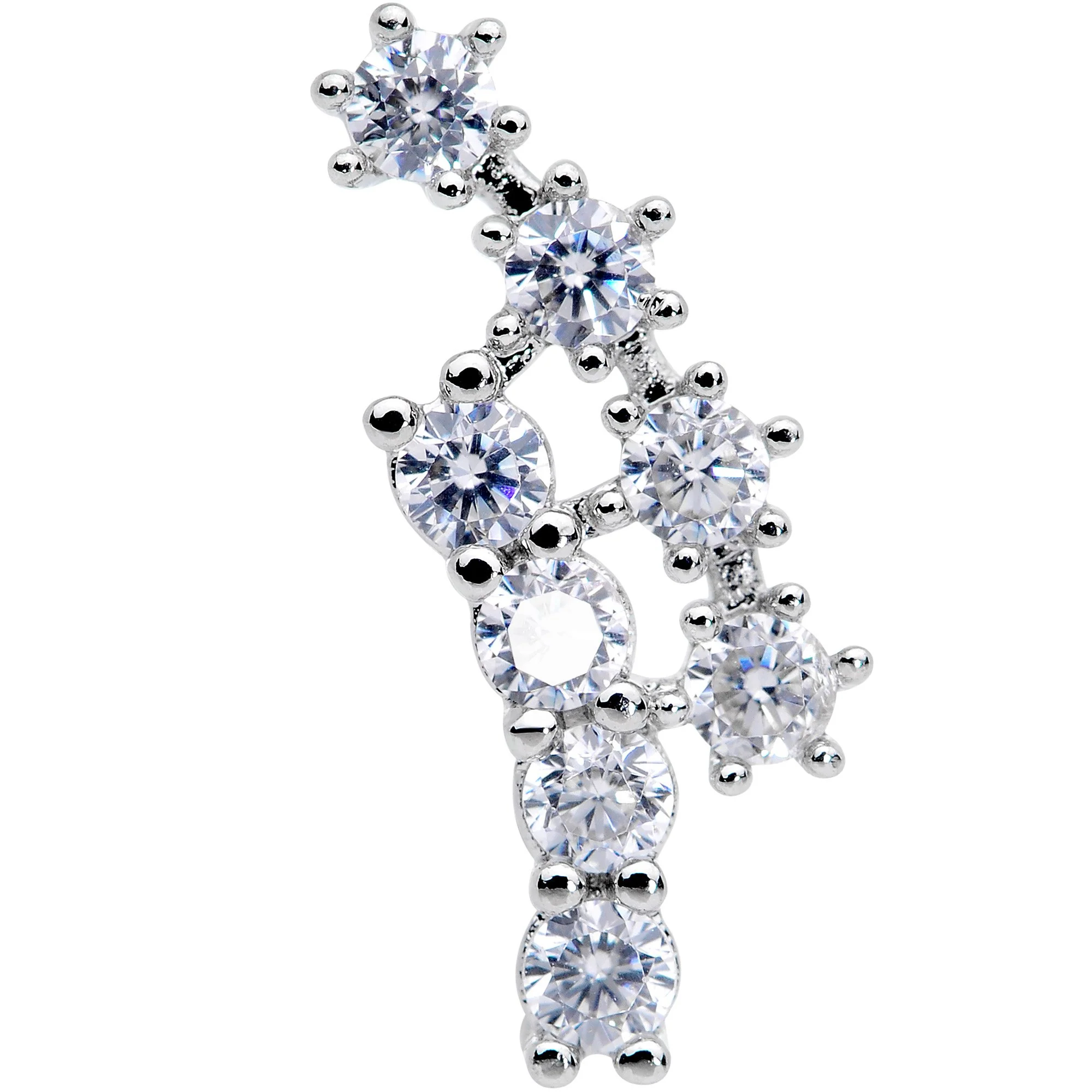 18G 5/16 Clear CZ Gem Spray of Stars Cartilage Tragus Earring - Image 2