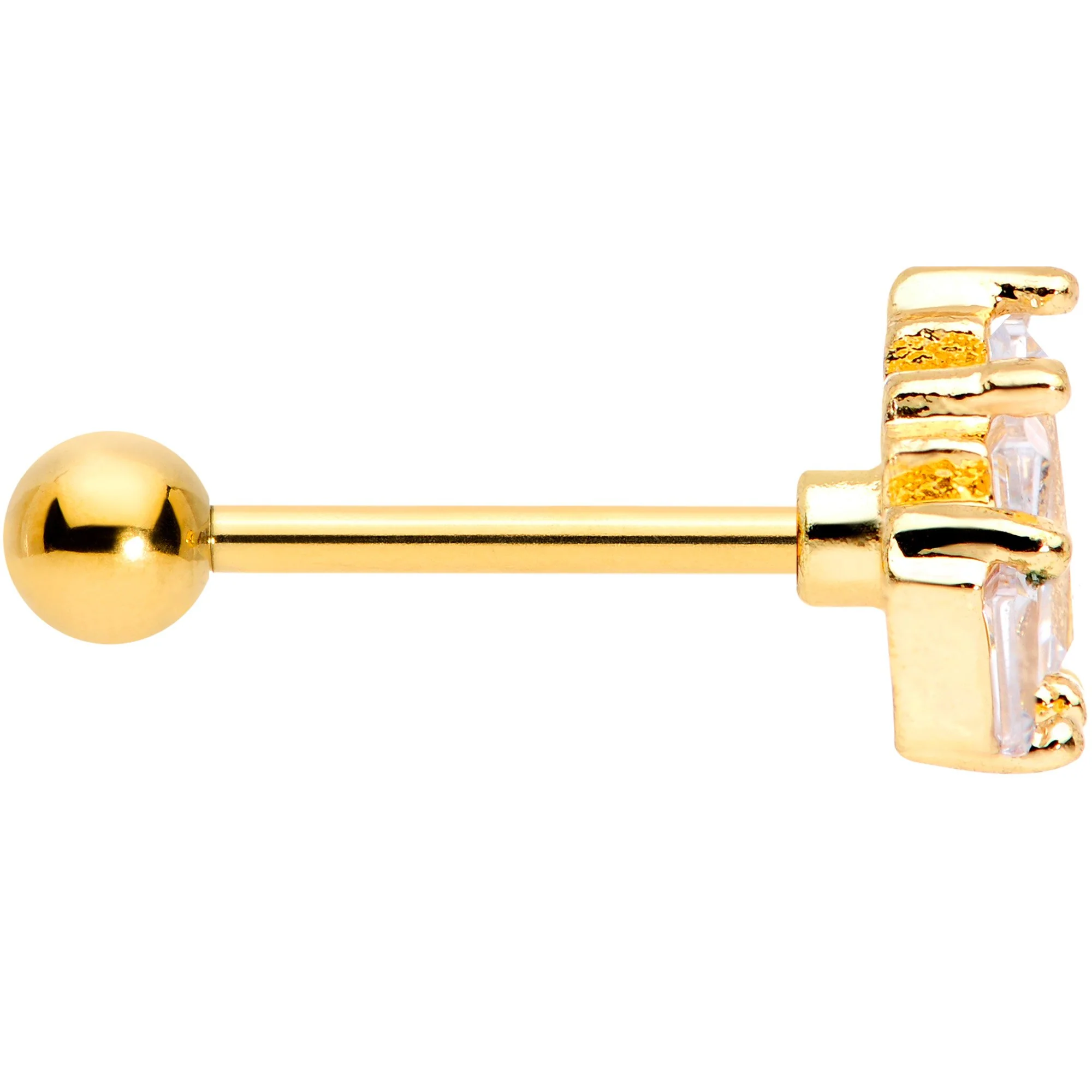 18G 5/16 Clear CZ Gold Tone Crown Cartilage Tragus Earring - Image 3