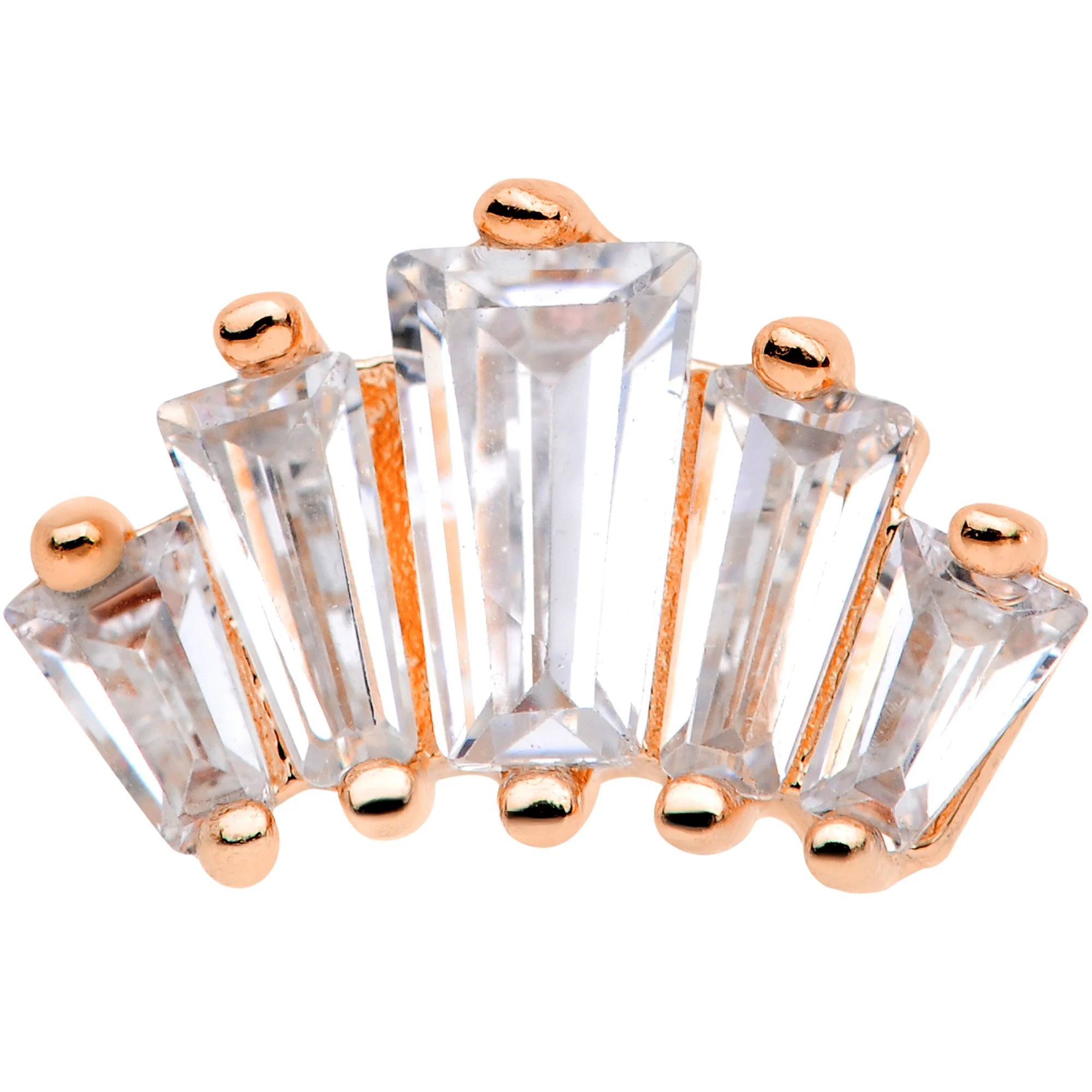 18G 5/16 Clear CZ Rose Gold Tone Crown Cartilage Tragus Earring - Image 2