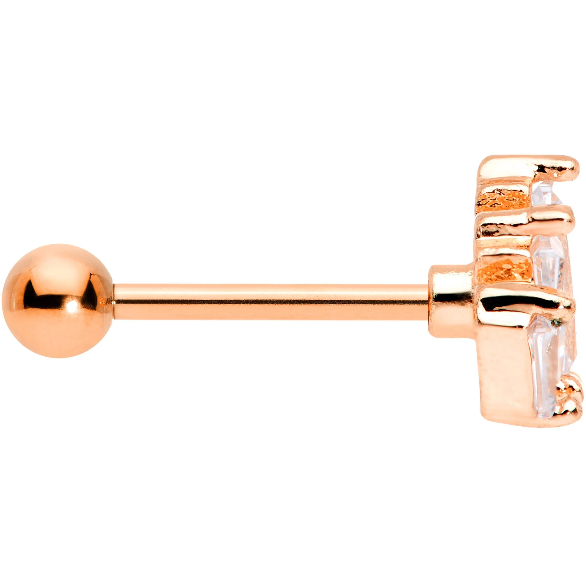 18G 5/16 Clear CZ Rose Gold Tone Crown Cartilage Tragus Earring - Image 3