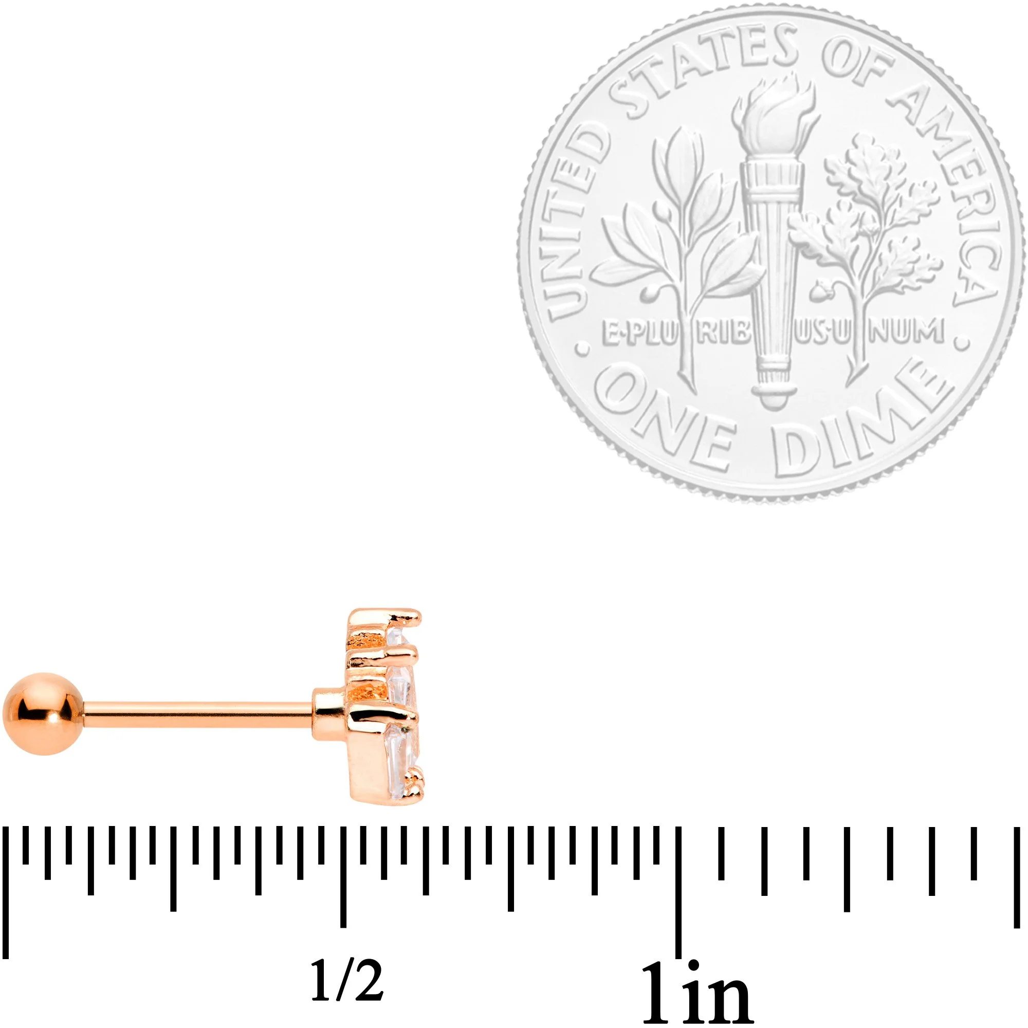 18G 5/16 Clear CZ Rose Gold Tone Crown Cartilage Tragus Earring - Image 5