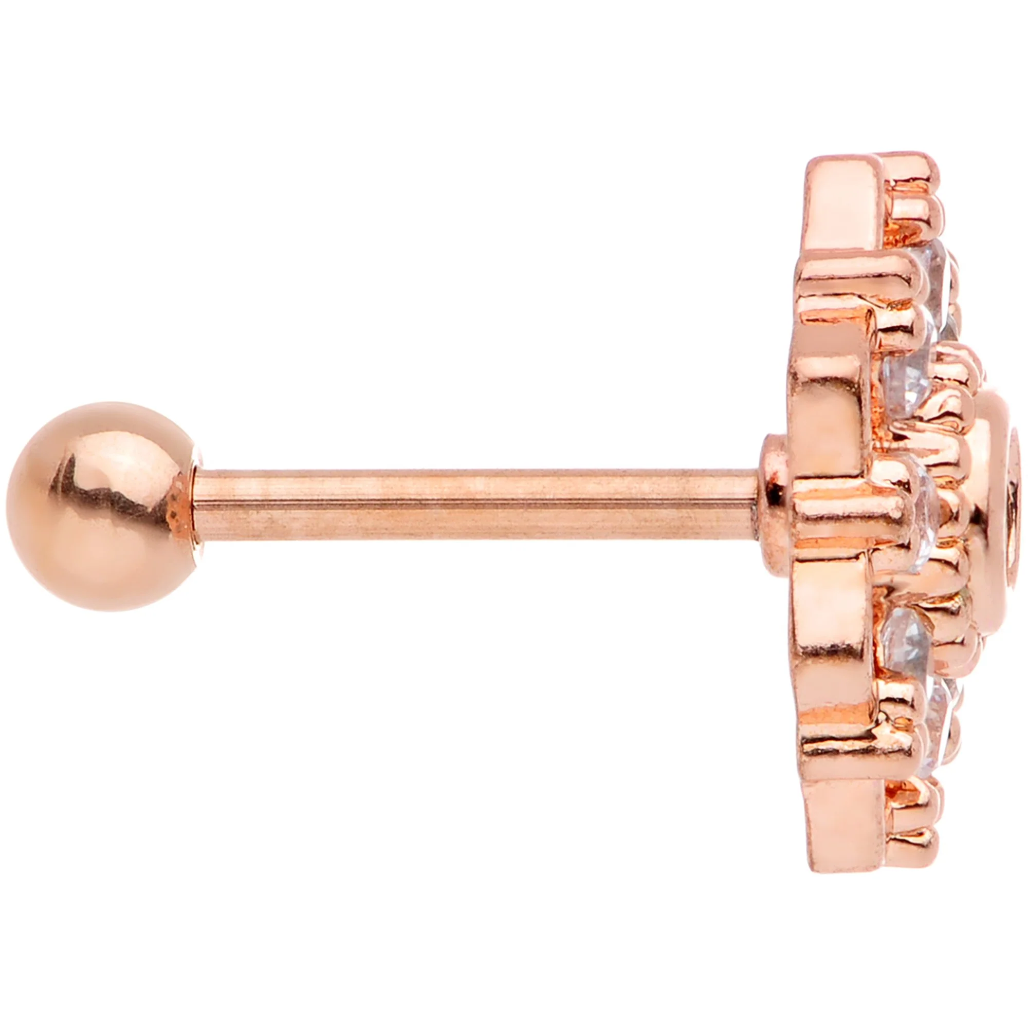 18G 5/16 Clear Gem Rose Gold Tone Snowflake Cartilage Tragus - Image 3