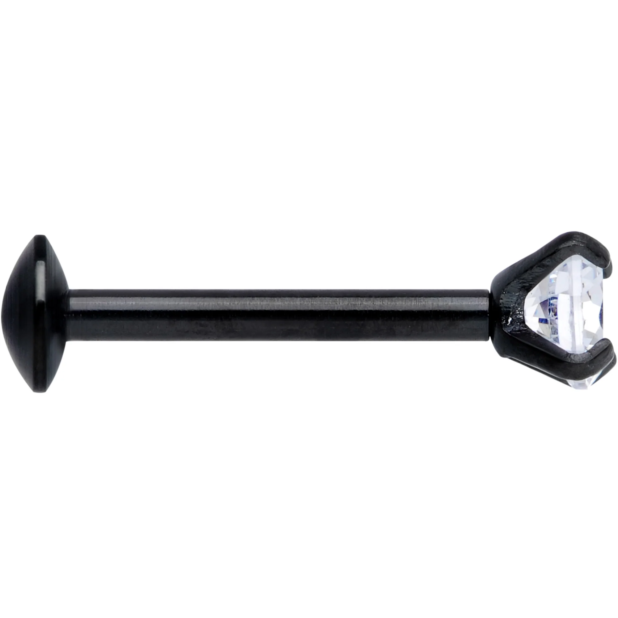 18G 5/16 CZ Gem Black 3mm Threadless Push In Labret Tragus - Image 3