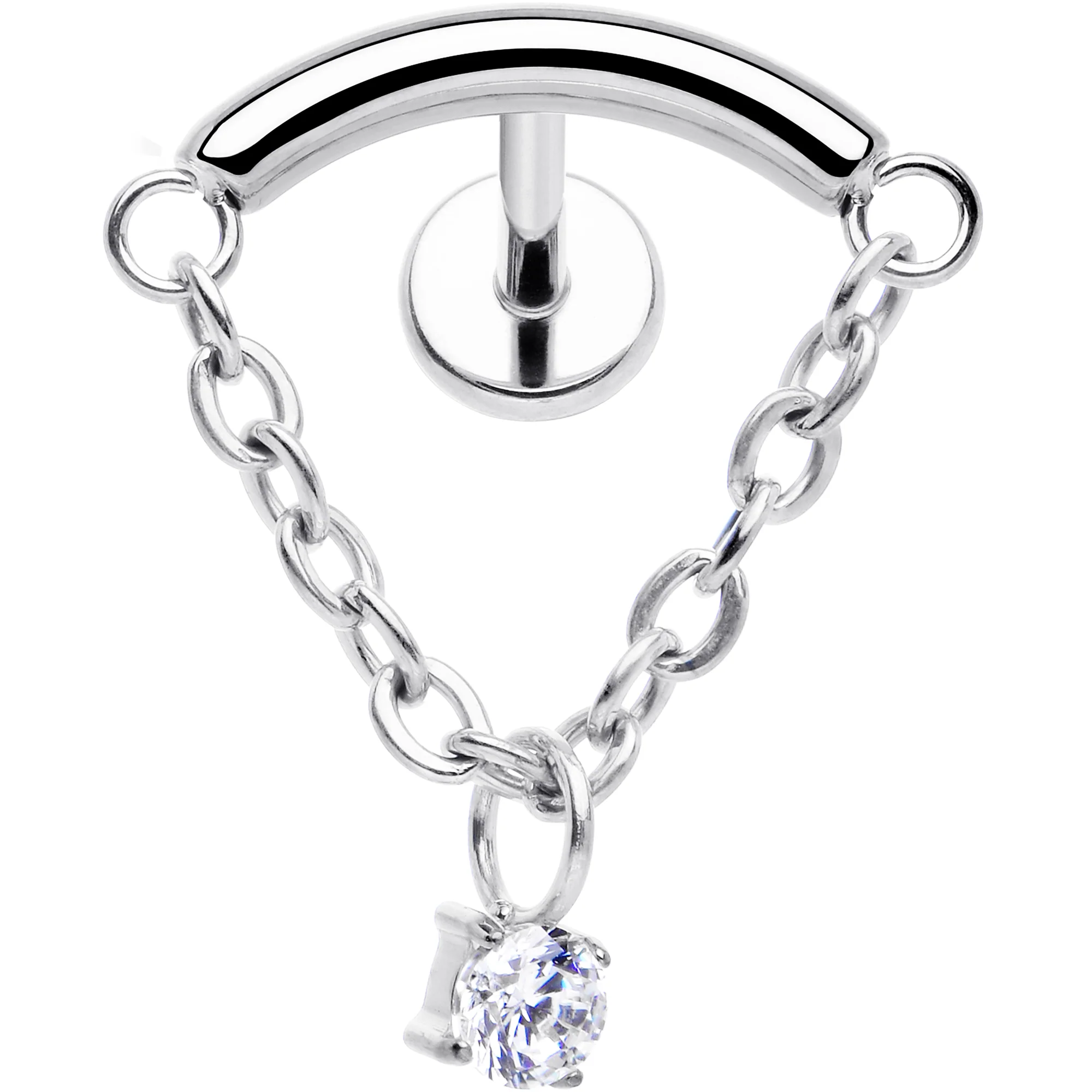 18G 5/16 CZ Gem Titanium Threadless Dangle Hidden Helix Earring - Image 2