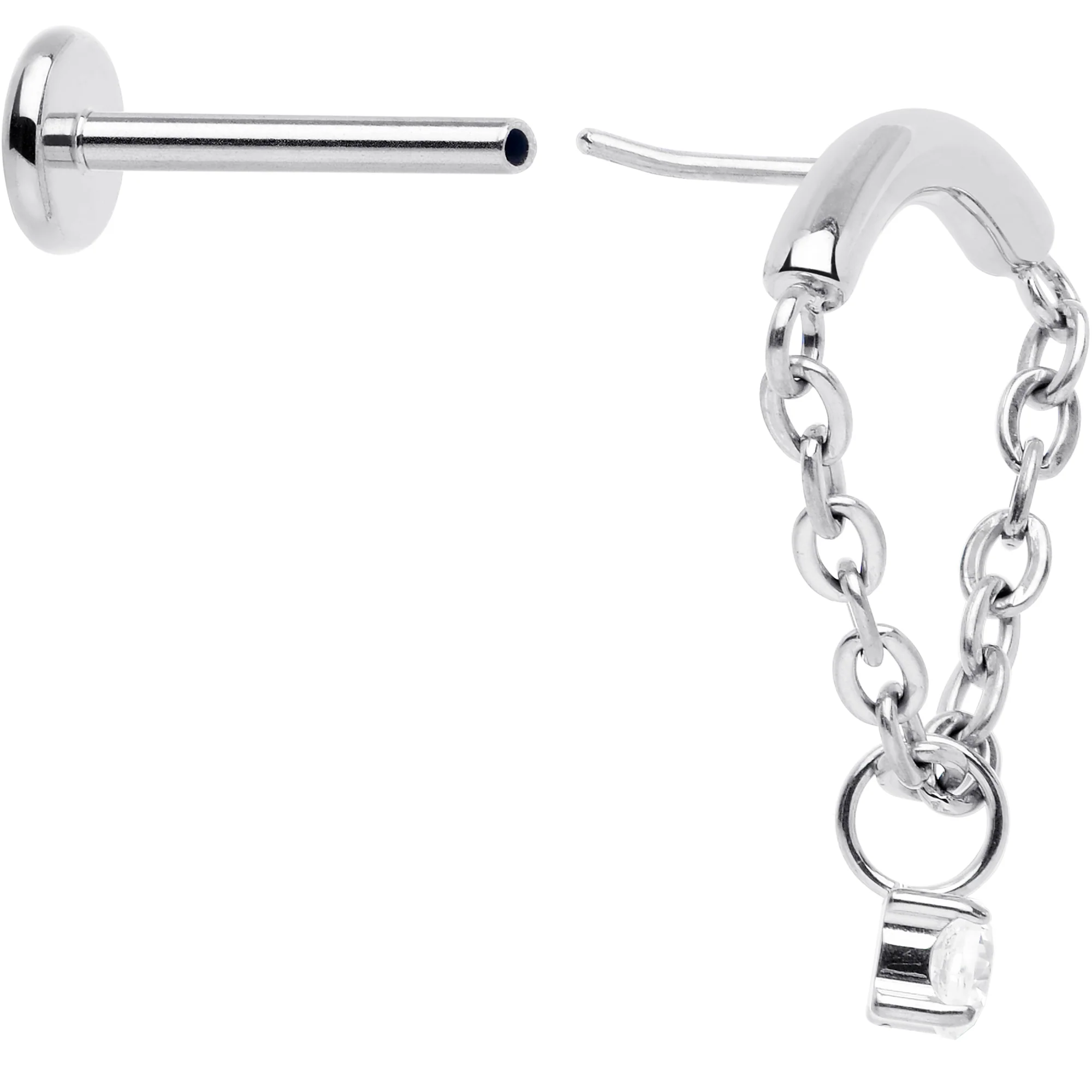 18G 5/16 CZ Gem Titanium Threadless Dangle Hidden Helix Earring - Image 4