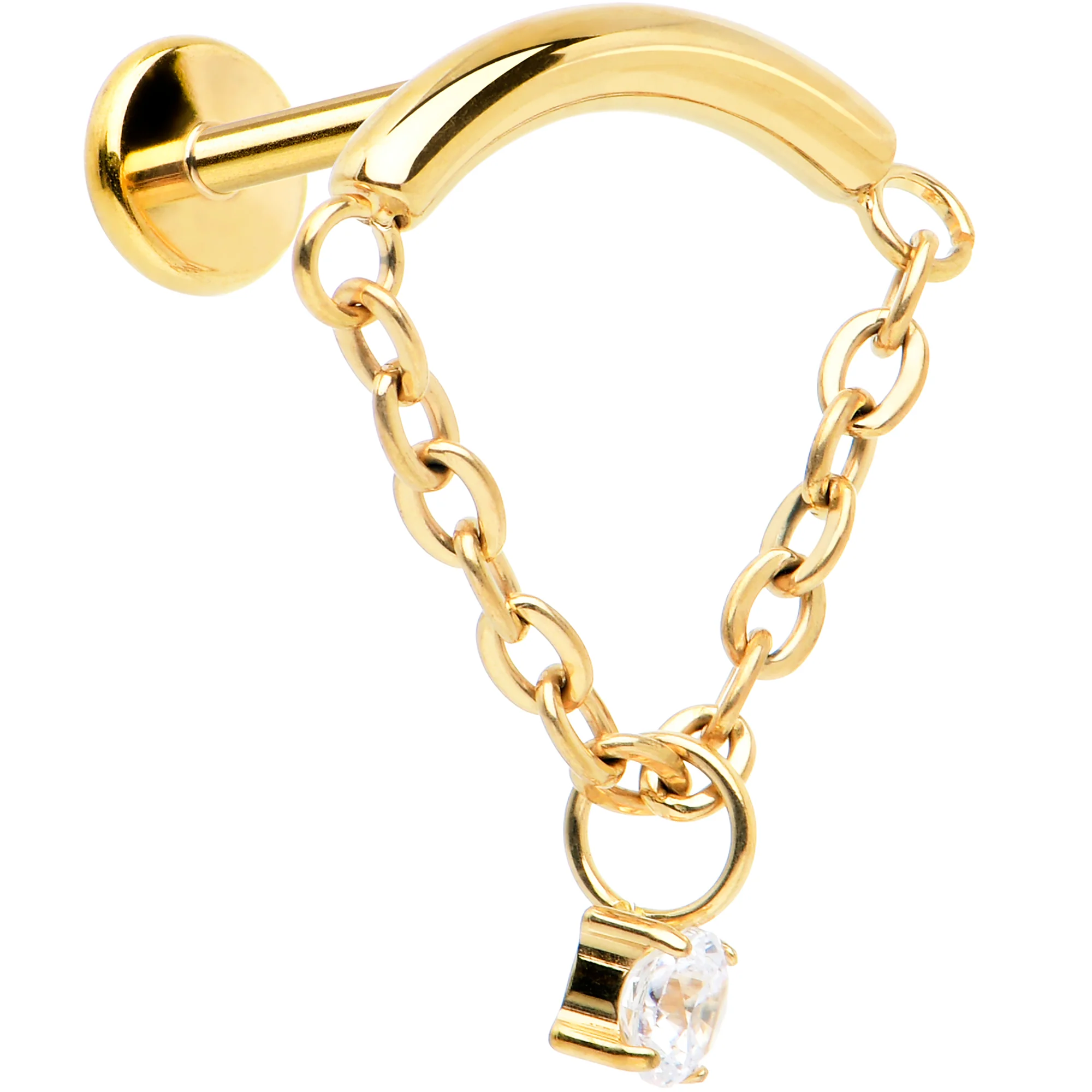 18G 5/16 CZ Gem Titanium Threadless Dangle Hidden Helix Earring - Image 5