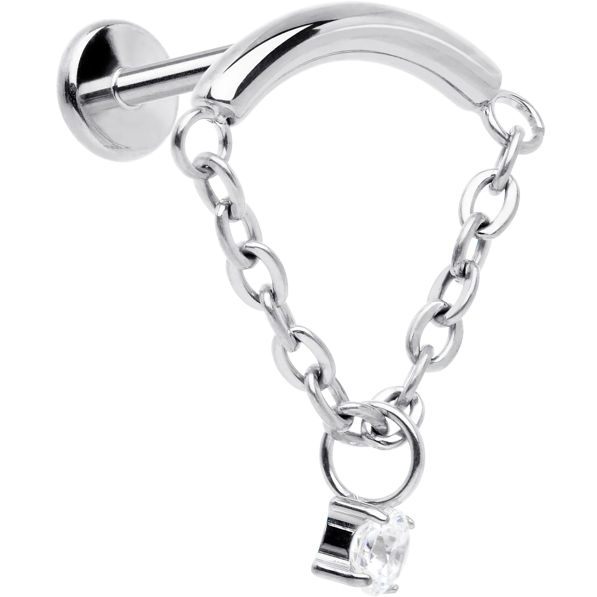 18G 5/16 CZ Gem Titanium Threadless Dangle Hidden Helix Earring - Image 6