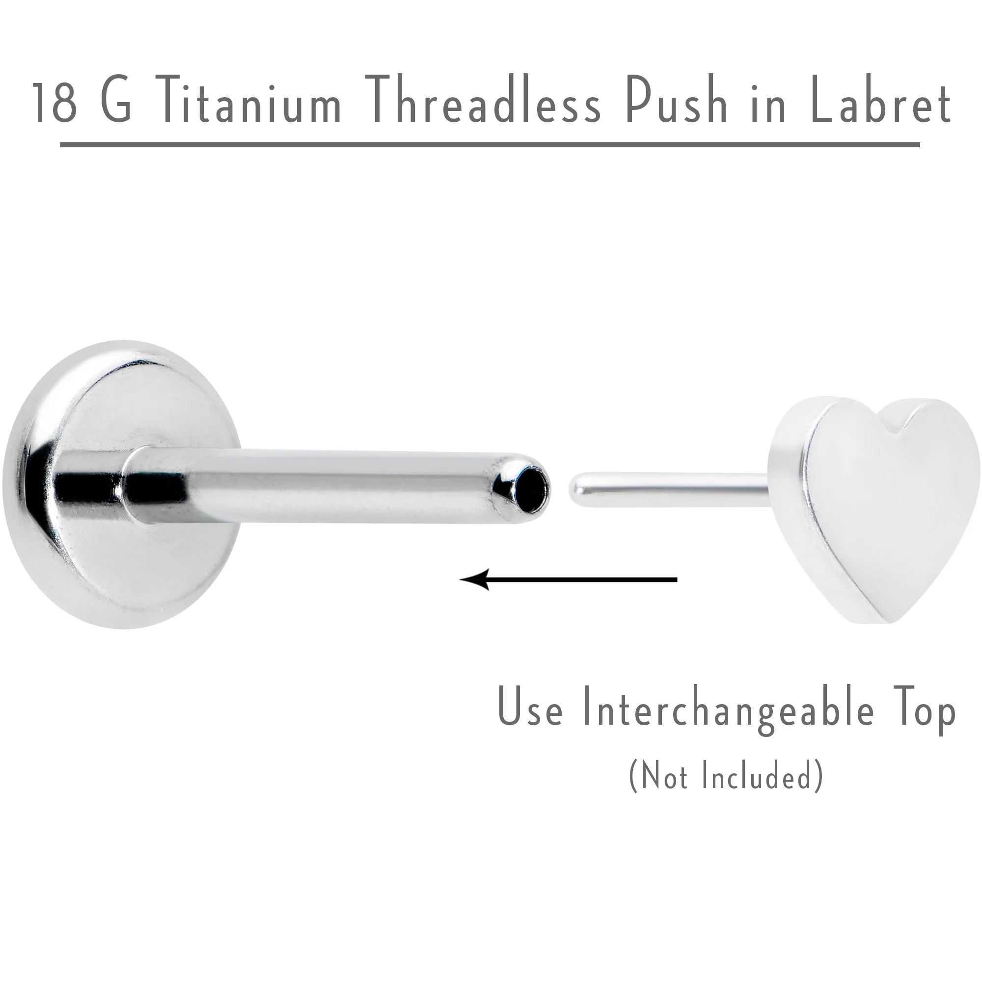 18G 5/16 G23 Titanium Threadless Post Only Labret Tragus Nose - Image 4