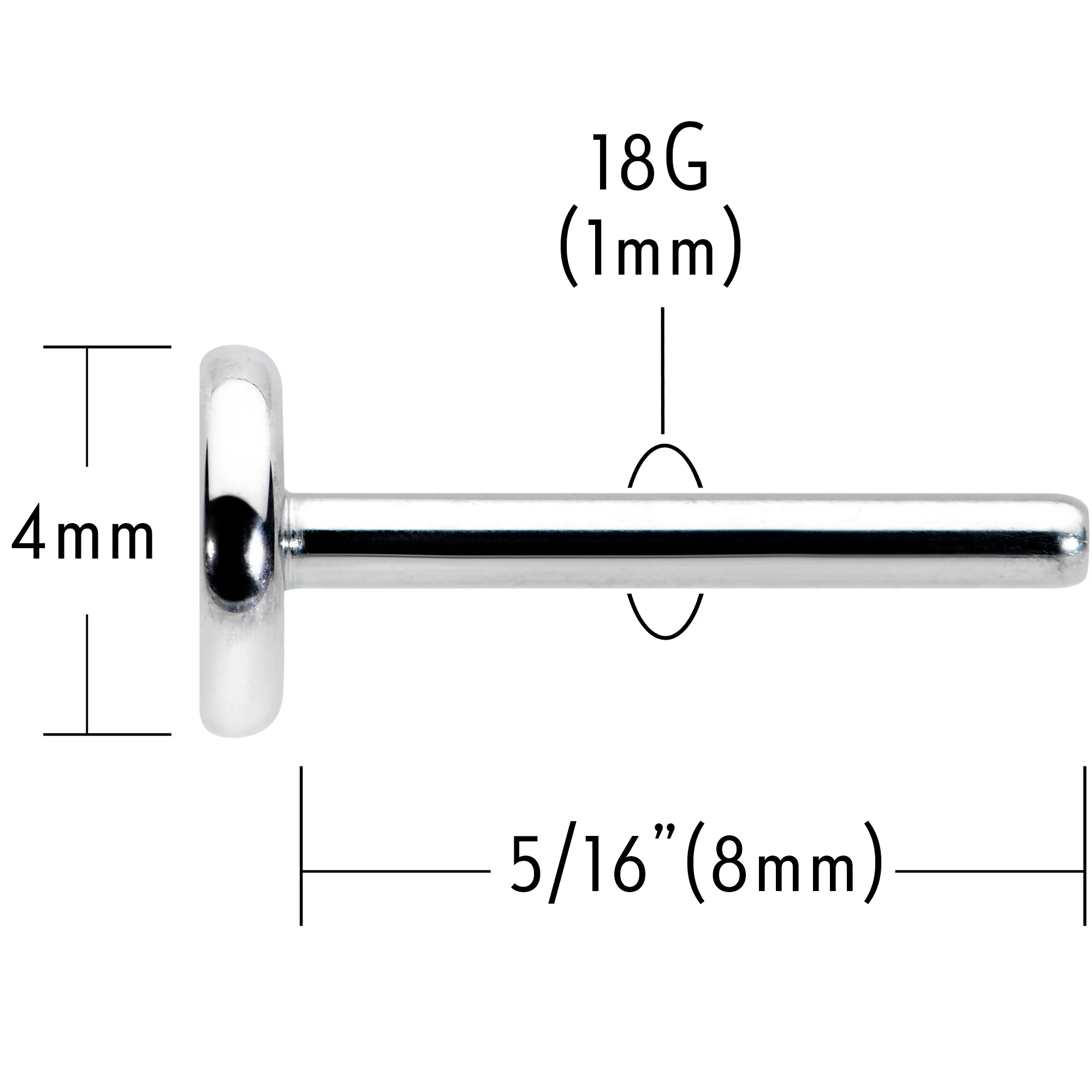 18G 5/16 G23 Titanium Threadless Post Only Labret Tragus Nose - Image 6
