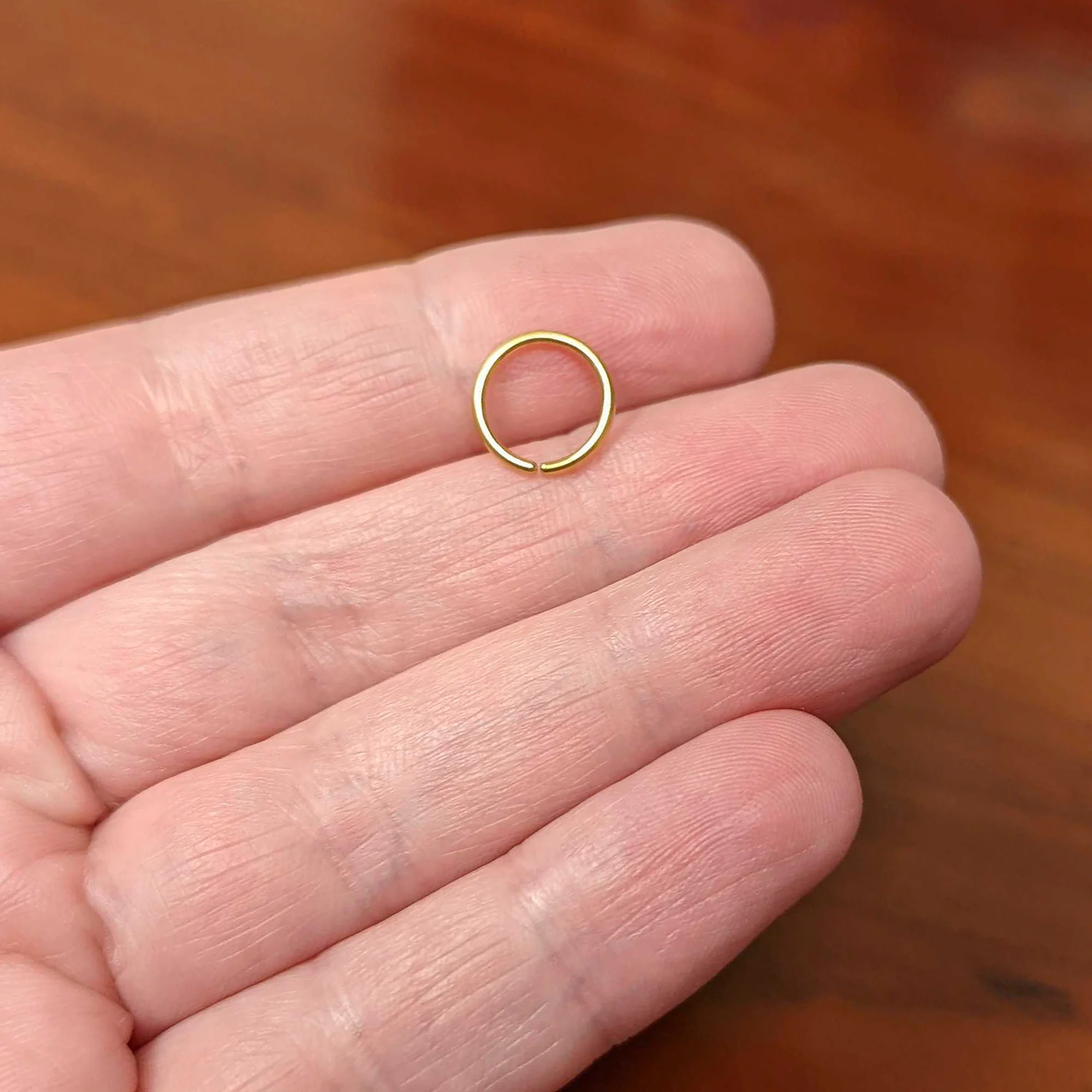 18G 5/16 Gold Tone PVD Grade 23 Titanium Bendable Hoop Ring - Image 4