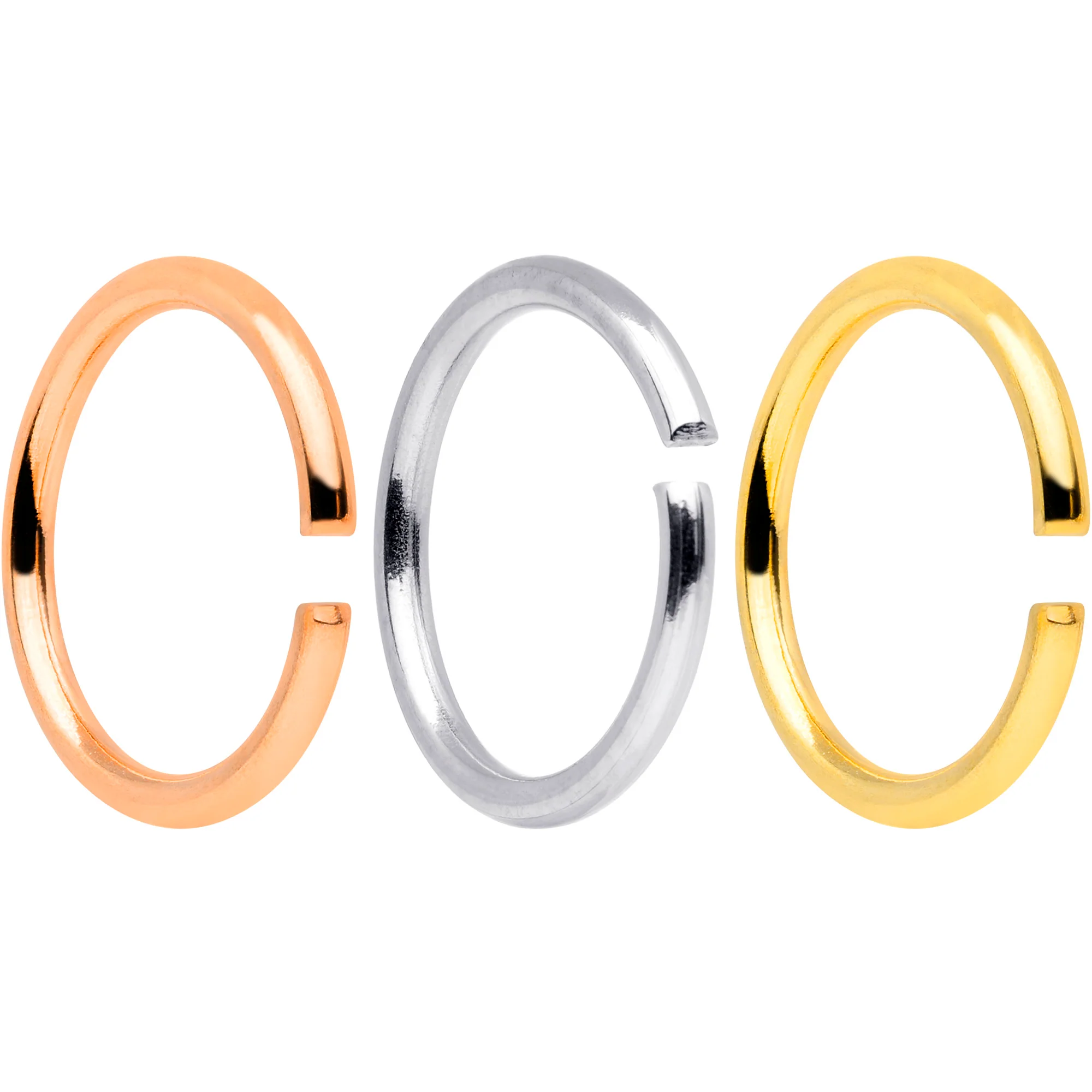18G 5/16 Gold Tone Rose Gold Tone Anodized Seamless Circular Ring Set of 12 - Image 2