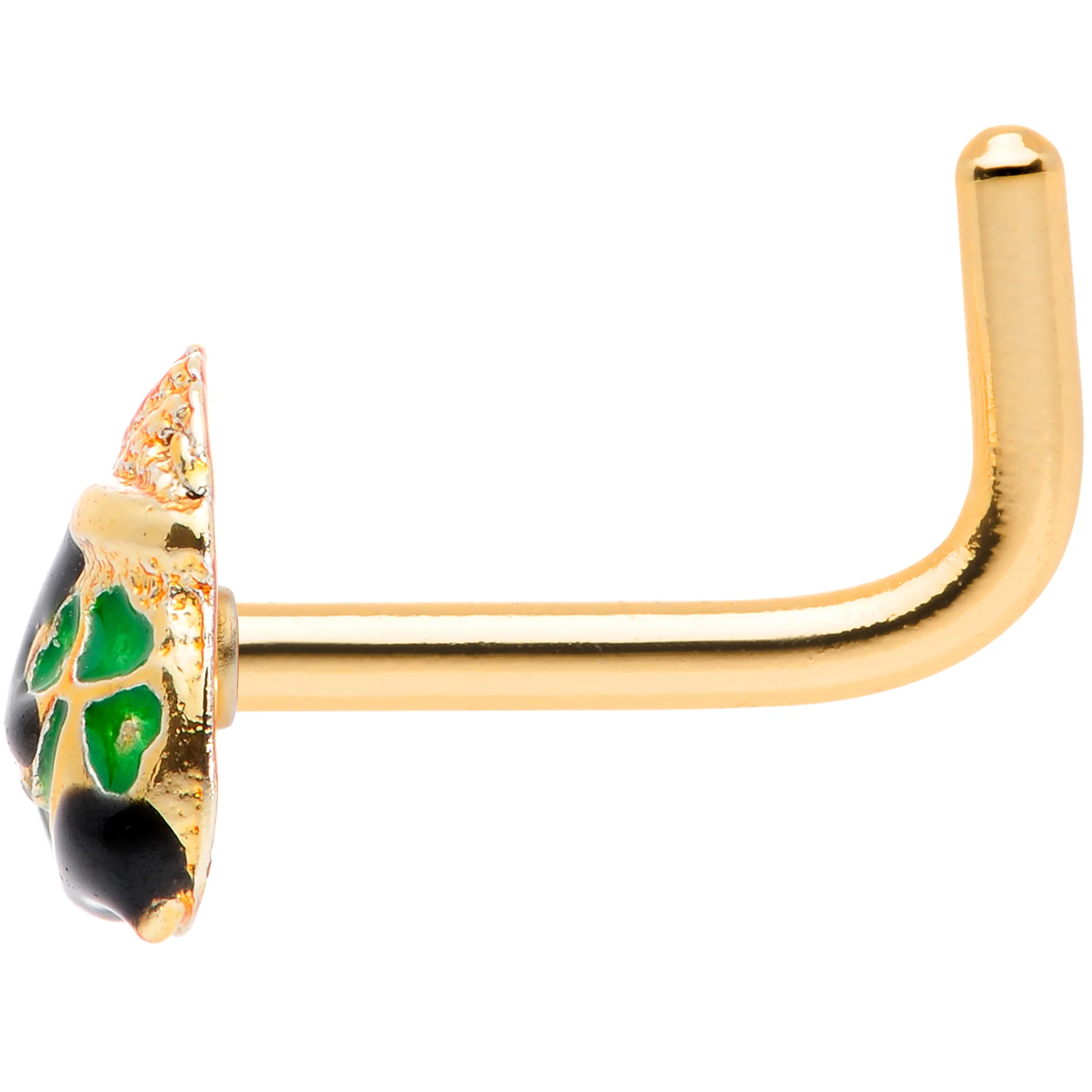 18G 5/16 Gold Tone St Patricks Day Pot O Gold L Shaped Nose Ring - Image 3