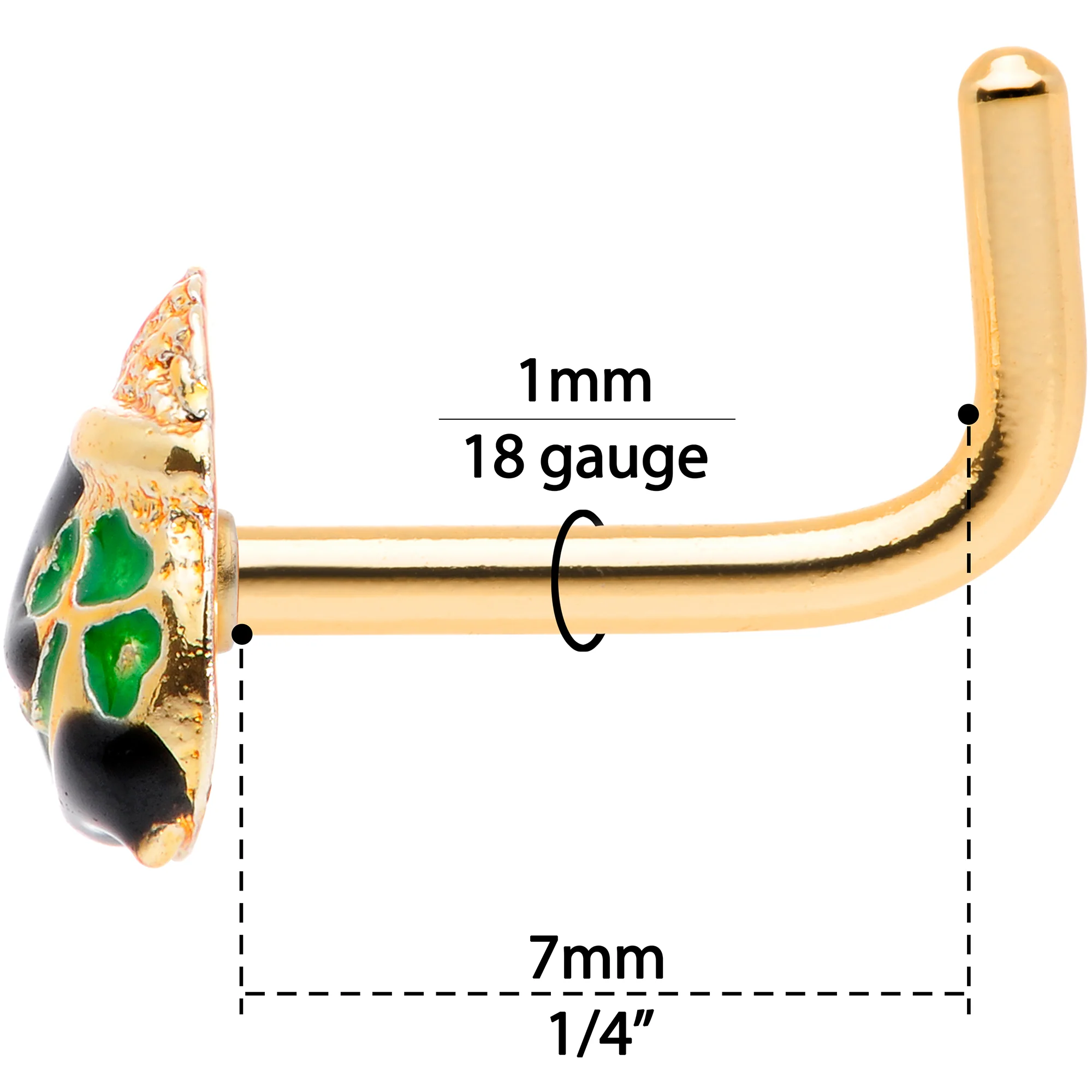 18G 5/16 Gold Tone St Patricks Day Pot O Gold L Shaped Nose Ring - Image 6