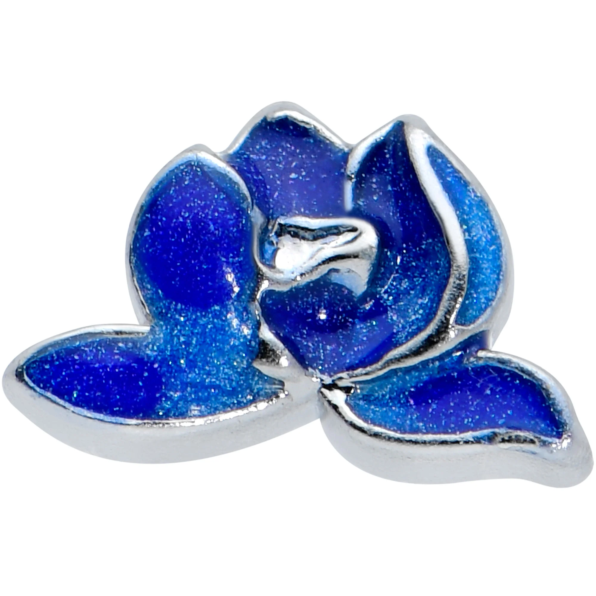 18G 5/16 Lovely Blue Lotus Flower L Shape Nose Ring - Image 2