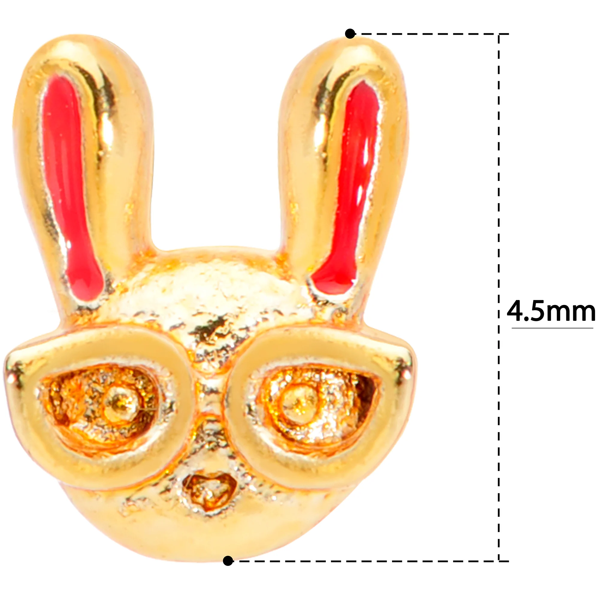 18G 5/16 Pink Gold Tone Nerdy Easter Bunny L Shaped Nose Ring - Image 5