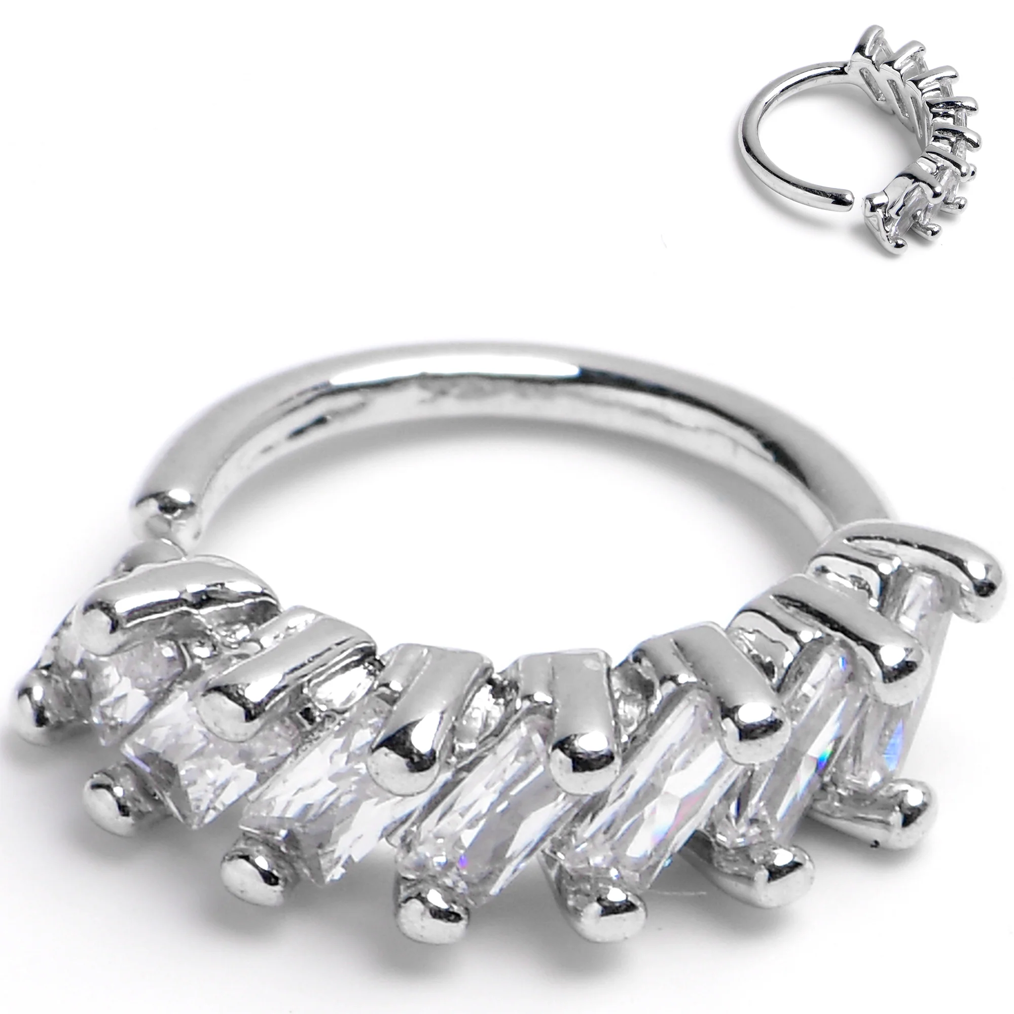 18G 5/16 Princess Cubic Zirconia Bendable Hoop